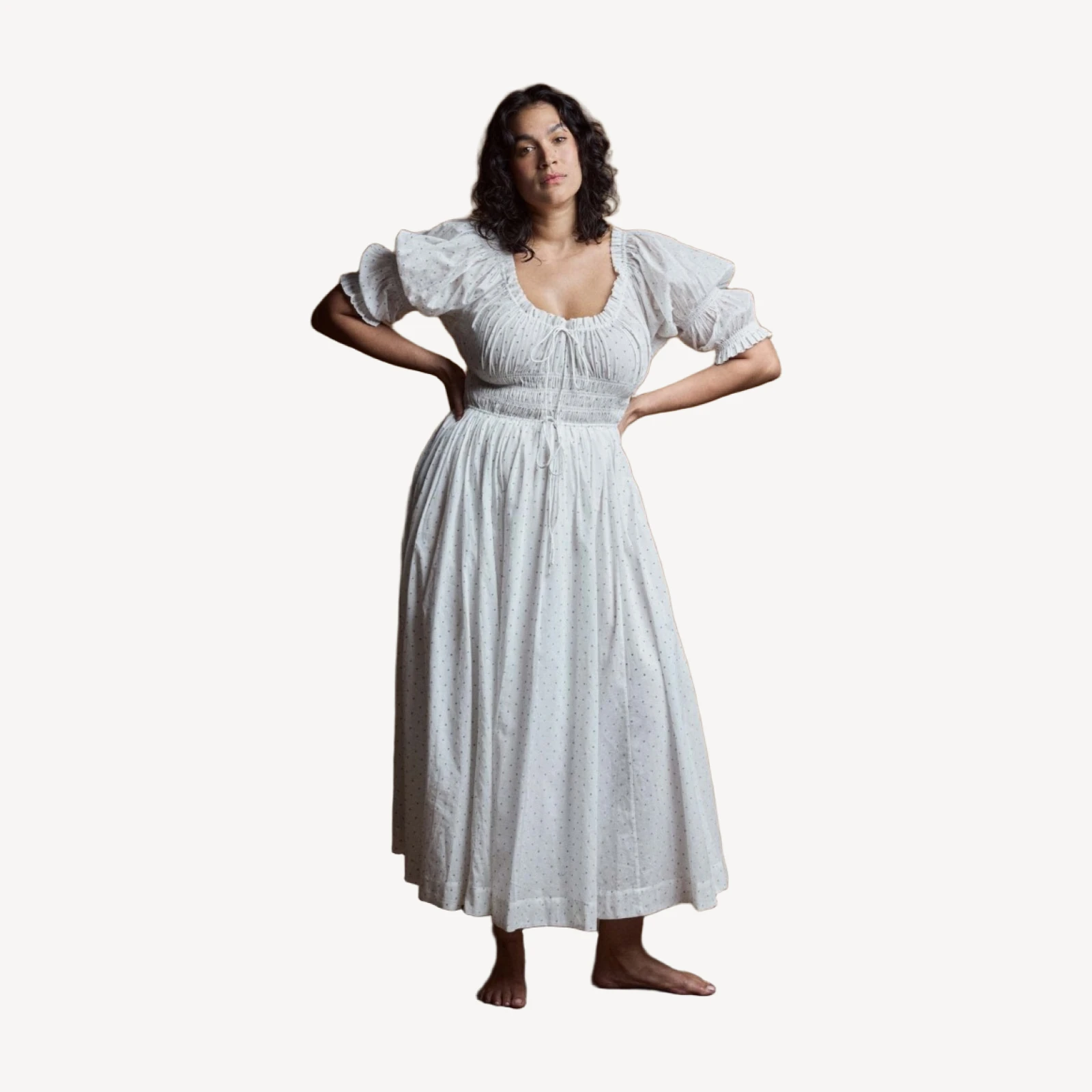ISCHIA DRESS -- SALT FLOCK DOT
