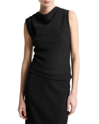 Vince Shadow Grid Cowlneck Top