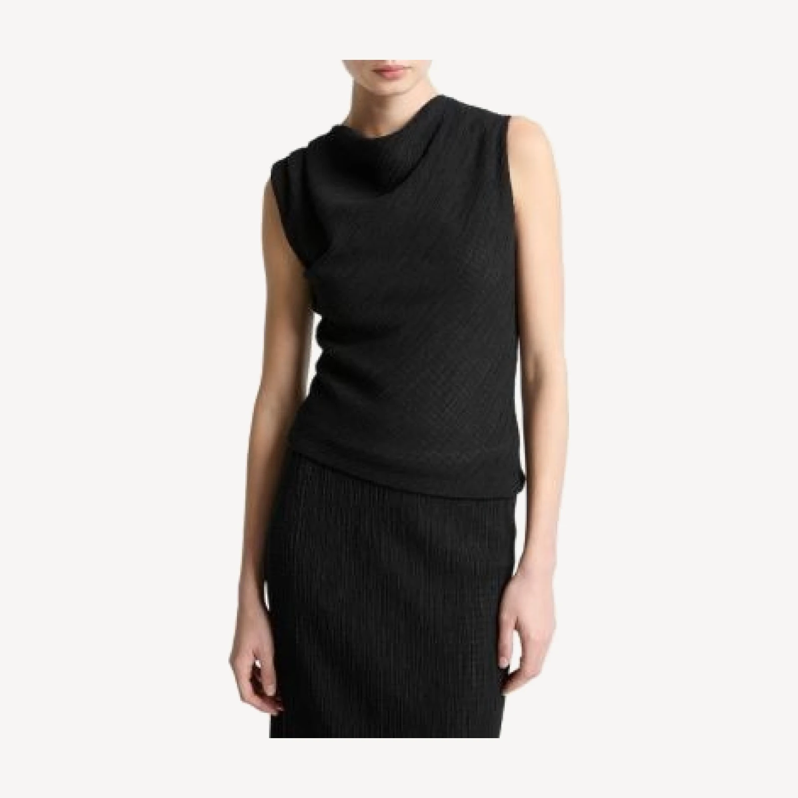Vince Shadow Grid Cowlneck Top