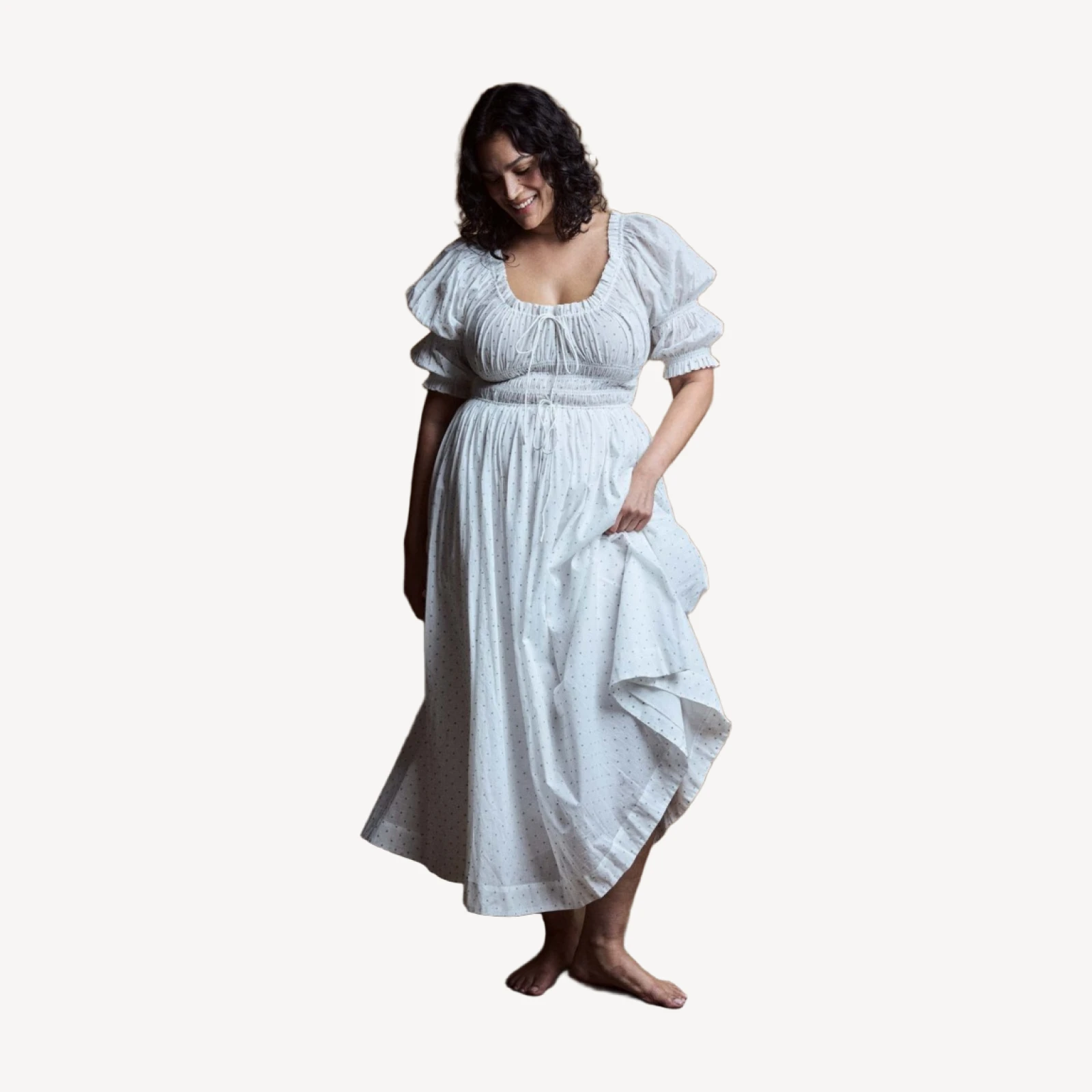 ISCHIA DRESS -- SALT FLOCK DOT