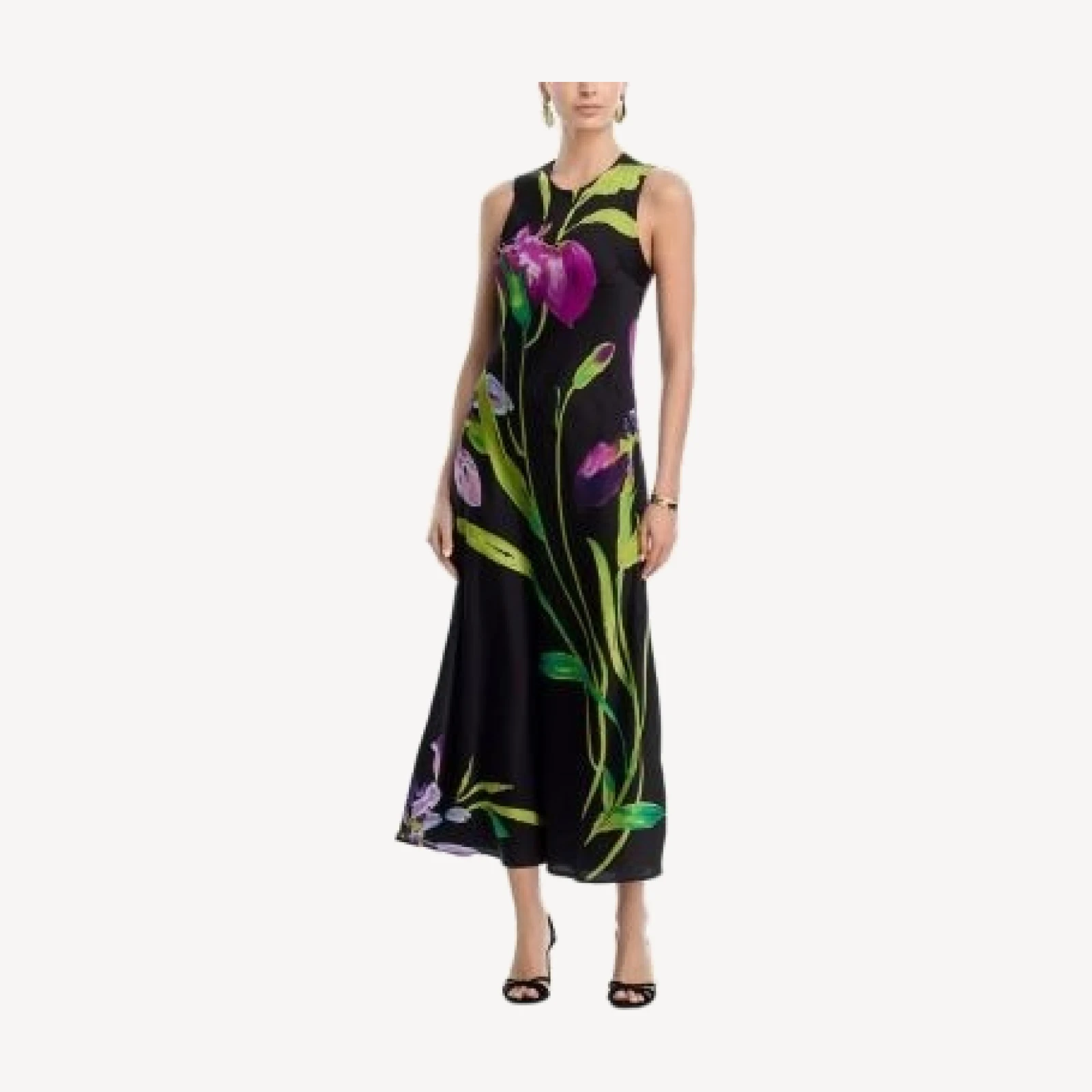 Aqua Floral Satin Midi Dress - Exclusive