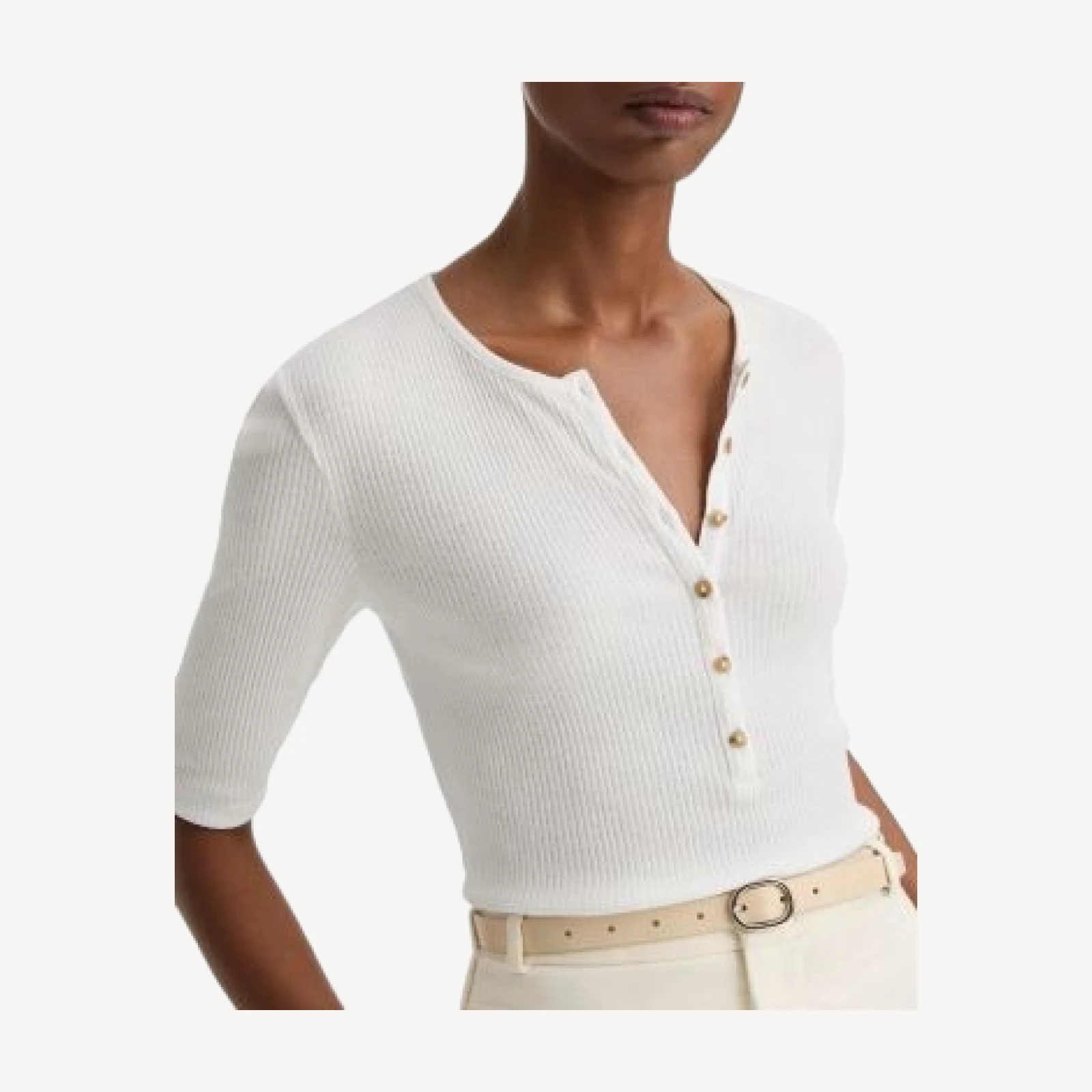 Vince Ribbed Elbow Sleeve Henley