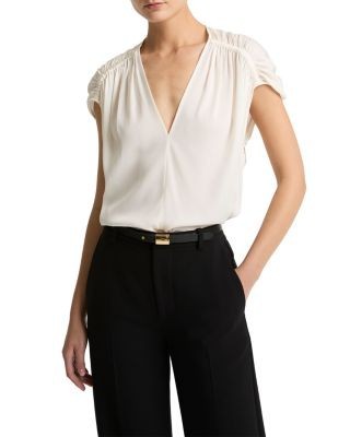 Vince Gathered Cap Sleeve Blouse
