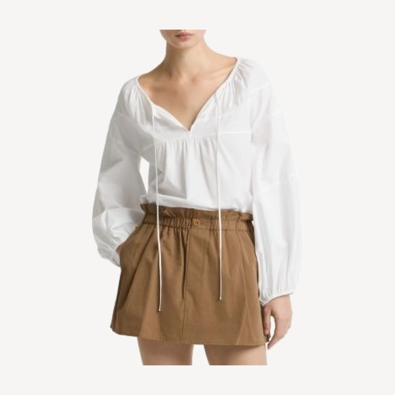 Vince Shirred Long Sleeve Top