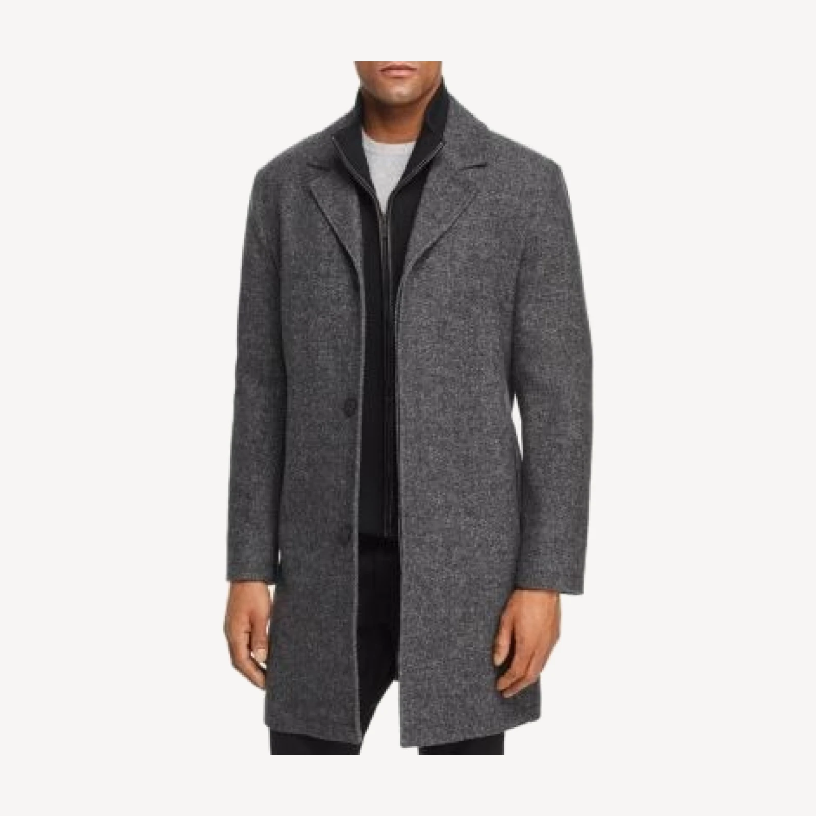Cole Haan Sweater Bib Wool Blend Twill Coat