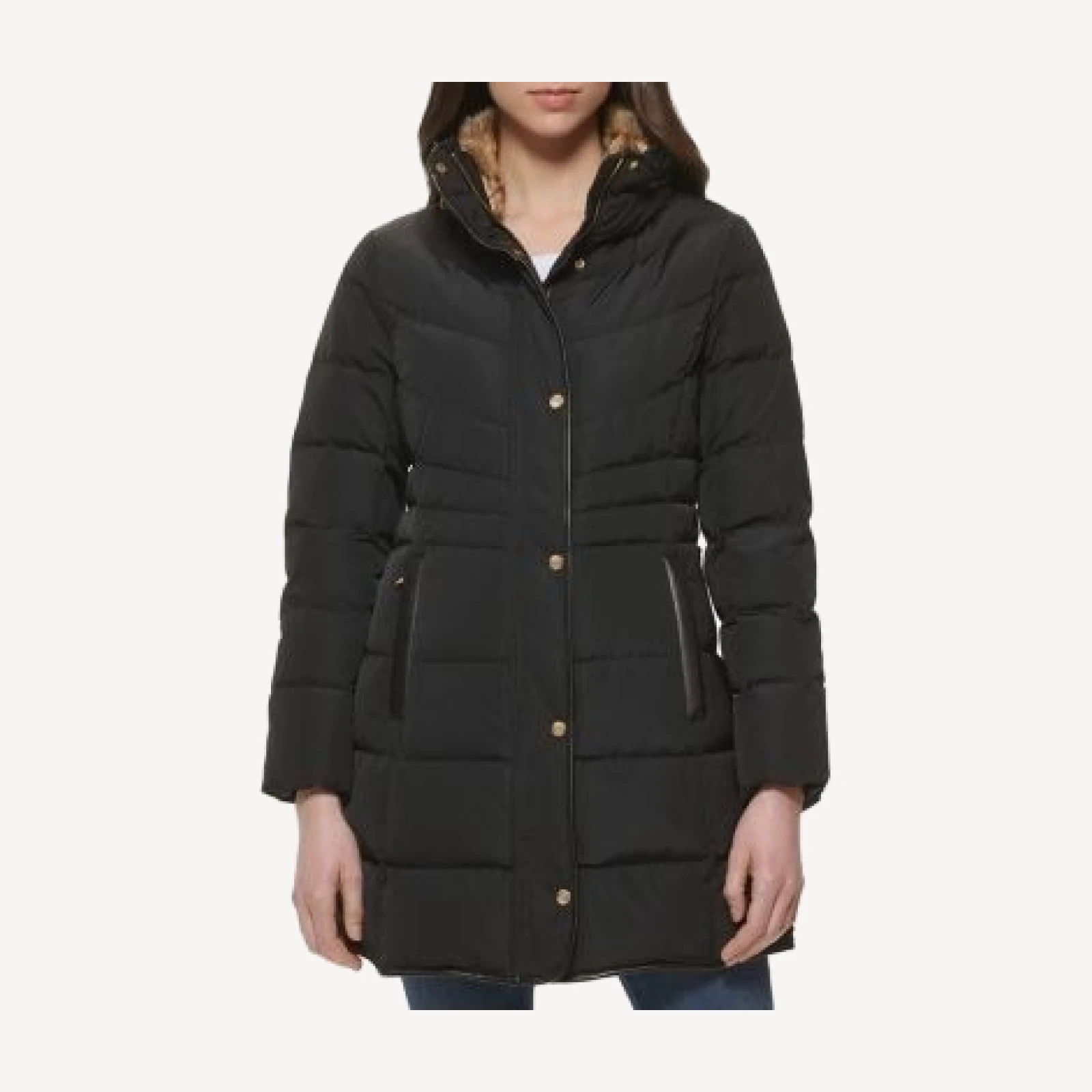 Cole Haan Quilted Hidden Hood Coat