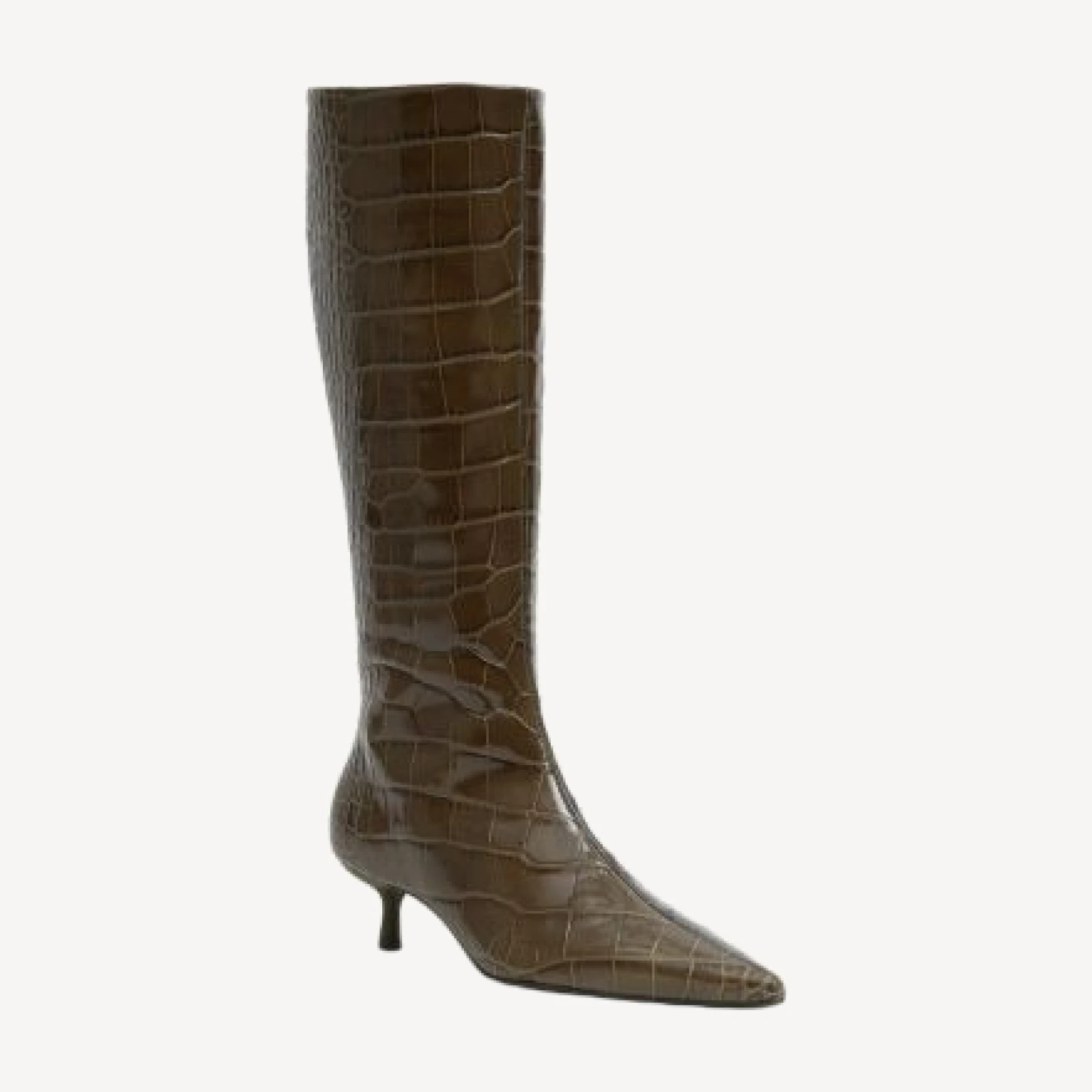 Simkhai Women's Janine Croc Embossed Leather Knee High Boots