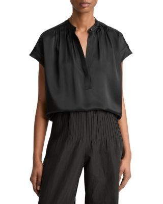 Vince Silk Gathered Neck Top