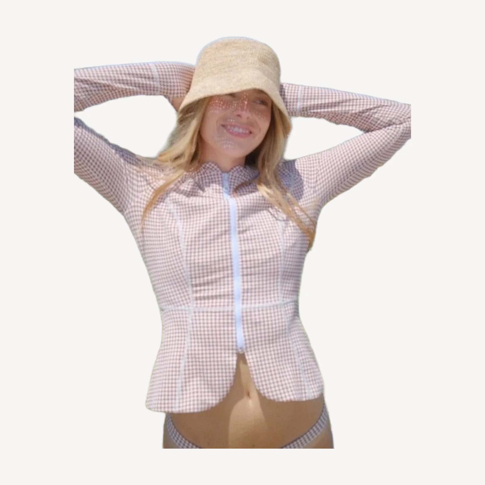 The Alexia Rashguard - Cognac Gingham