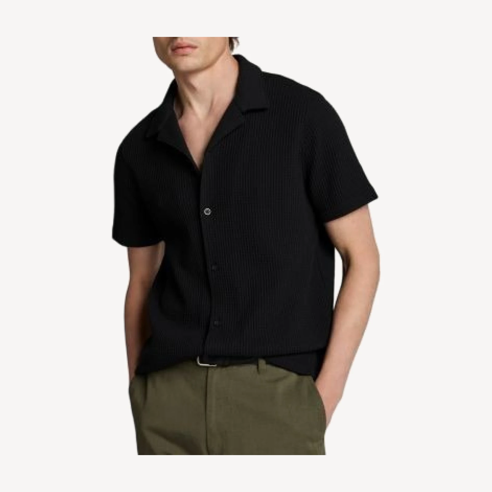 Vince Macro Waffle Short Sleeve Button Down Shirt
