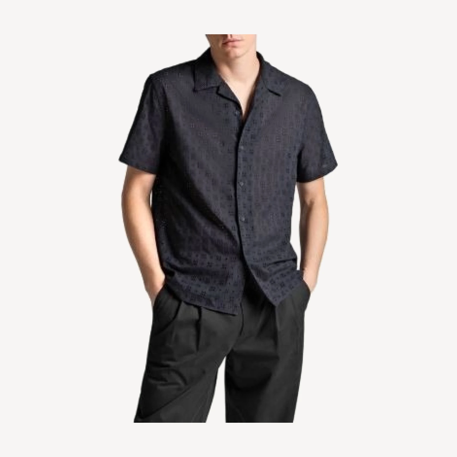 Vince Regular Fit Eyelet Short Sleeve Camp Shirt