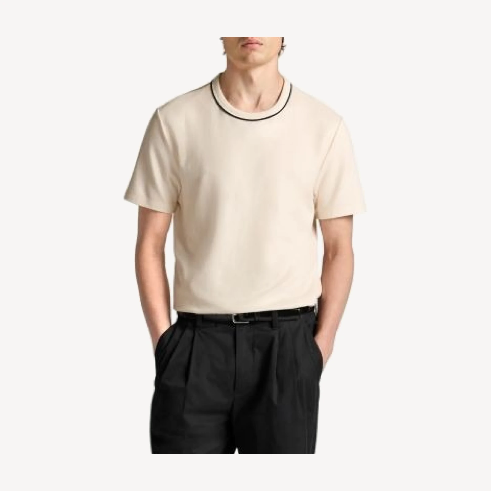 Vince Tipped Pima Pique Short Sleeve Crewneck Tee