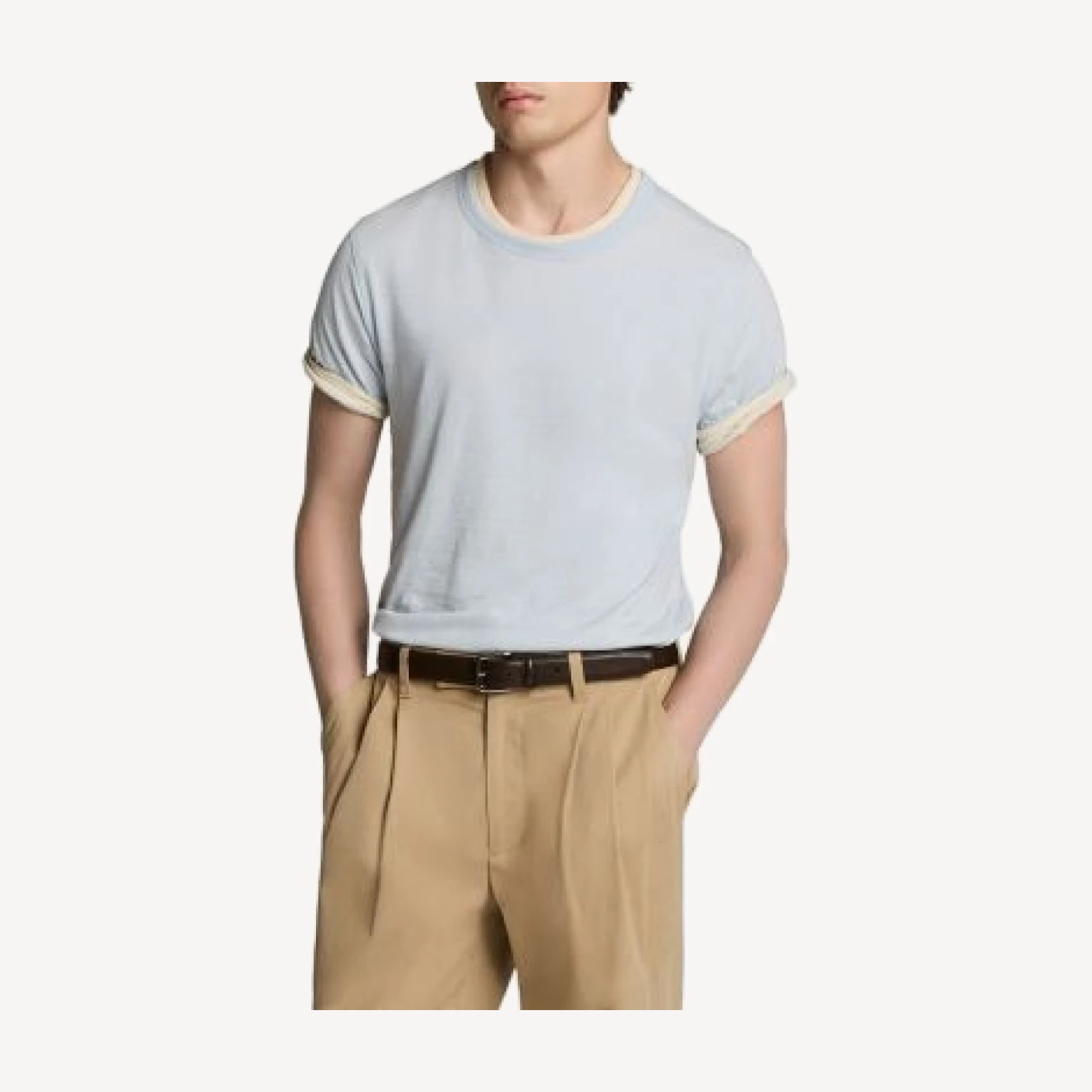 Vince Fine Slub Double Layer Short Sleeve Crewneck Tee