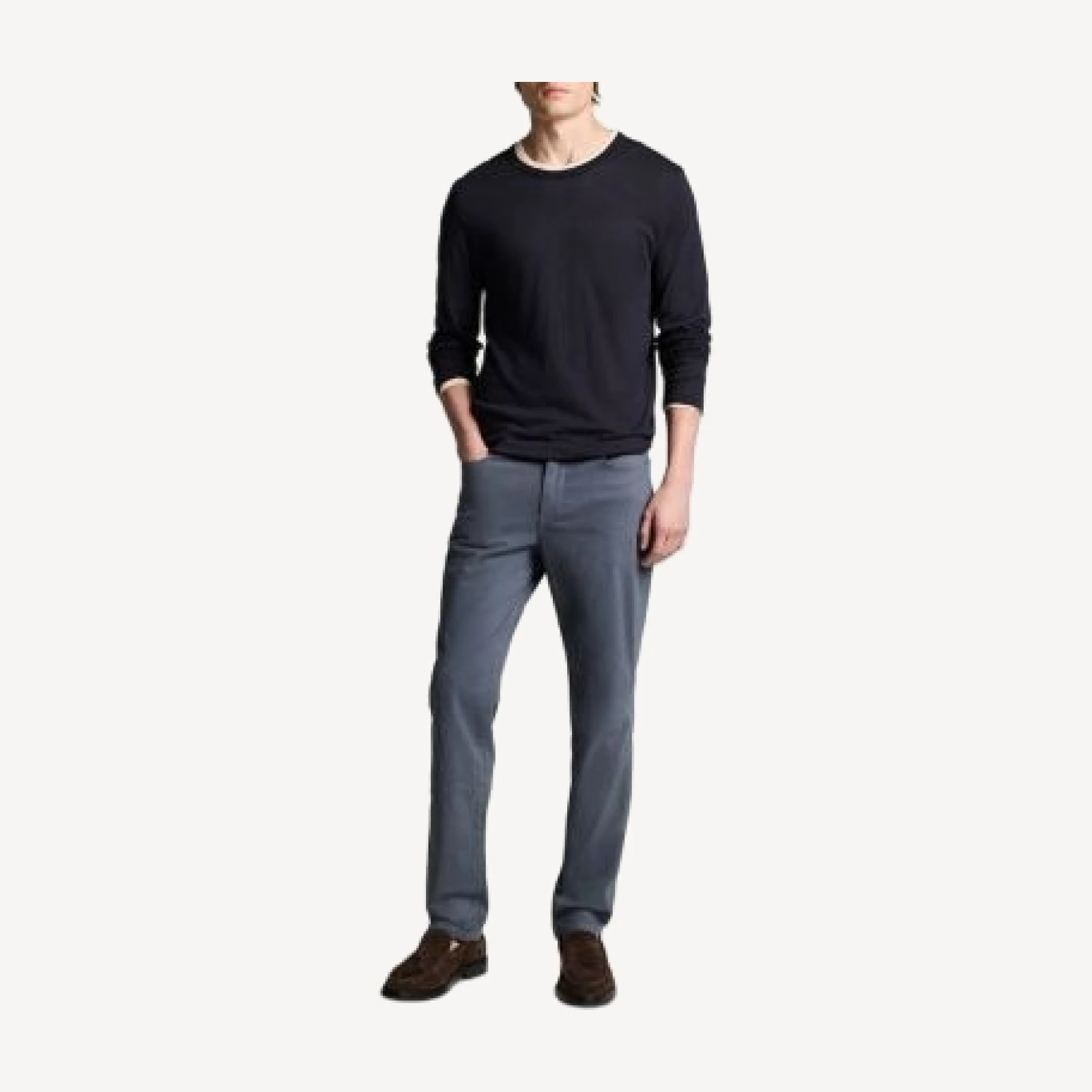 Vince Fine Slub Double Layer Long Sleeve Crewneck Shirt