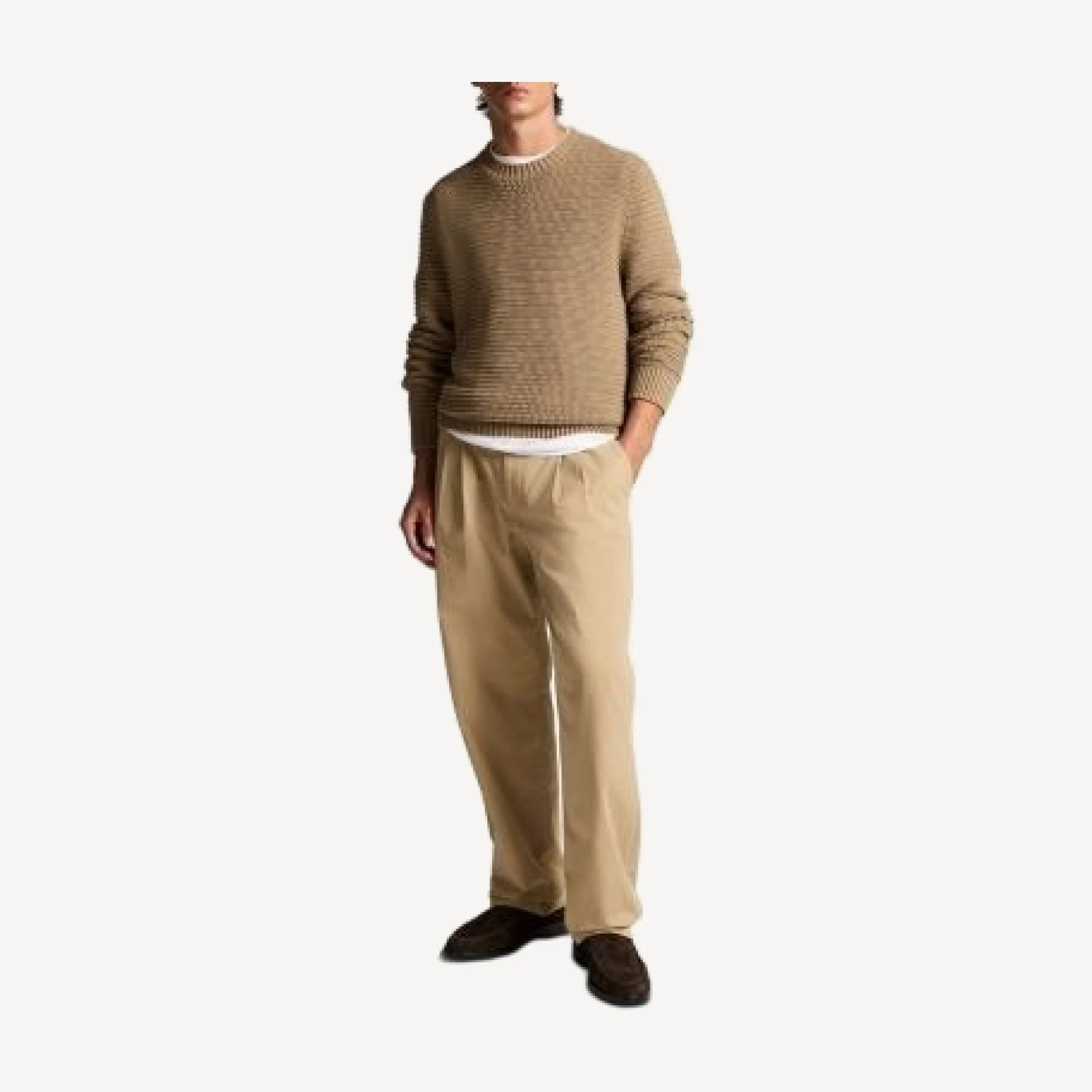 Vince Crafted Texture Long Sleeve Crewneck Shirt
