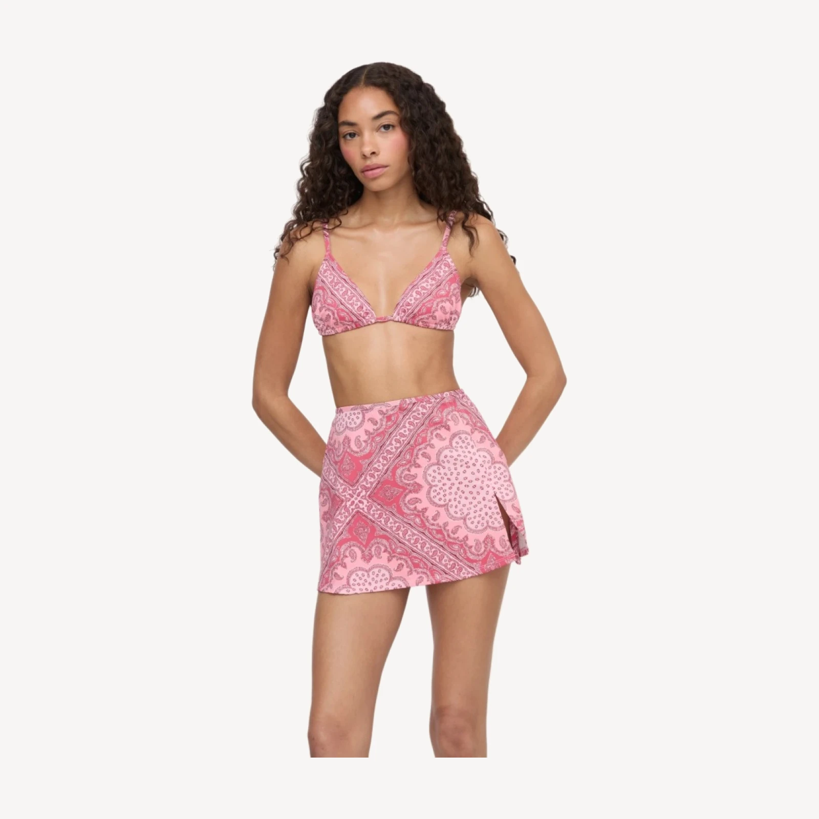 The Zuri Swim Skirt - Berry Paisley Scarf