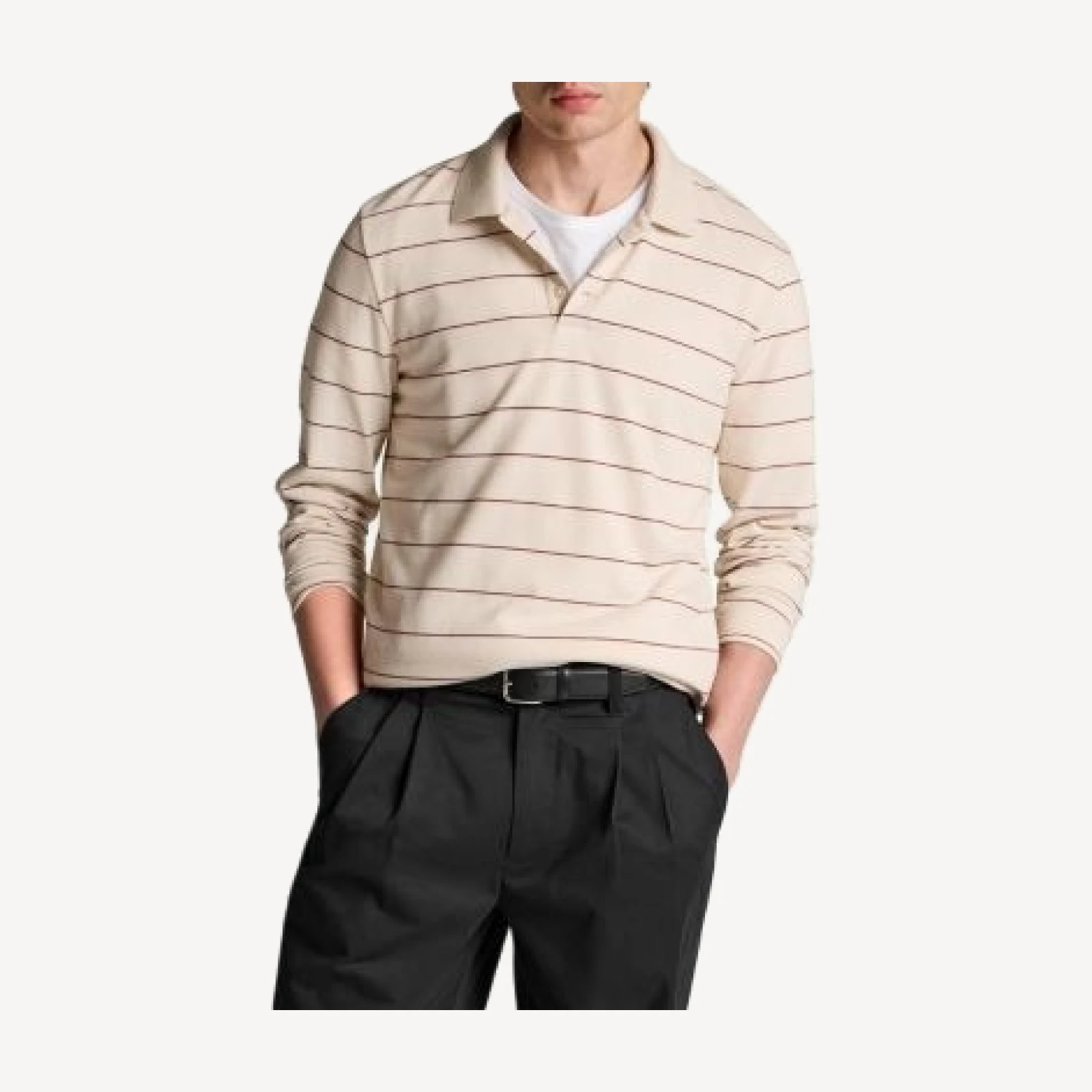 Vince Striped Long Sleeve Polo