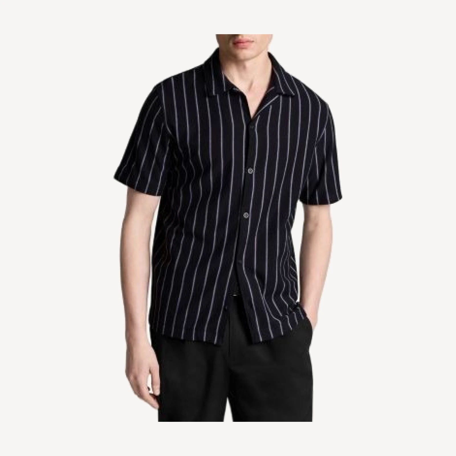 Vince Striped Terry Short Sleeve Cabana Shirt