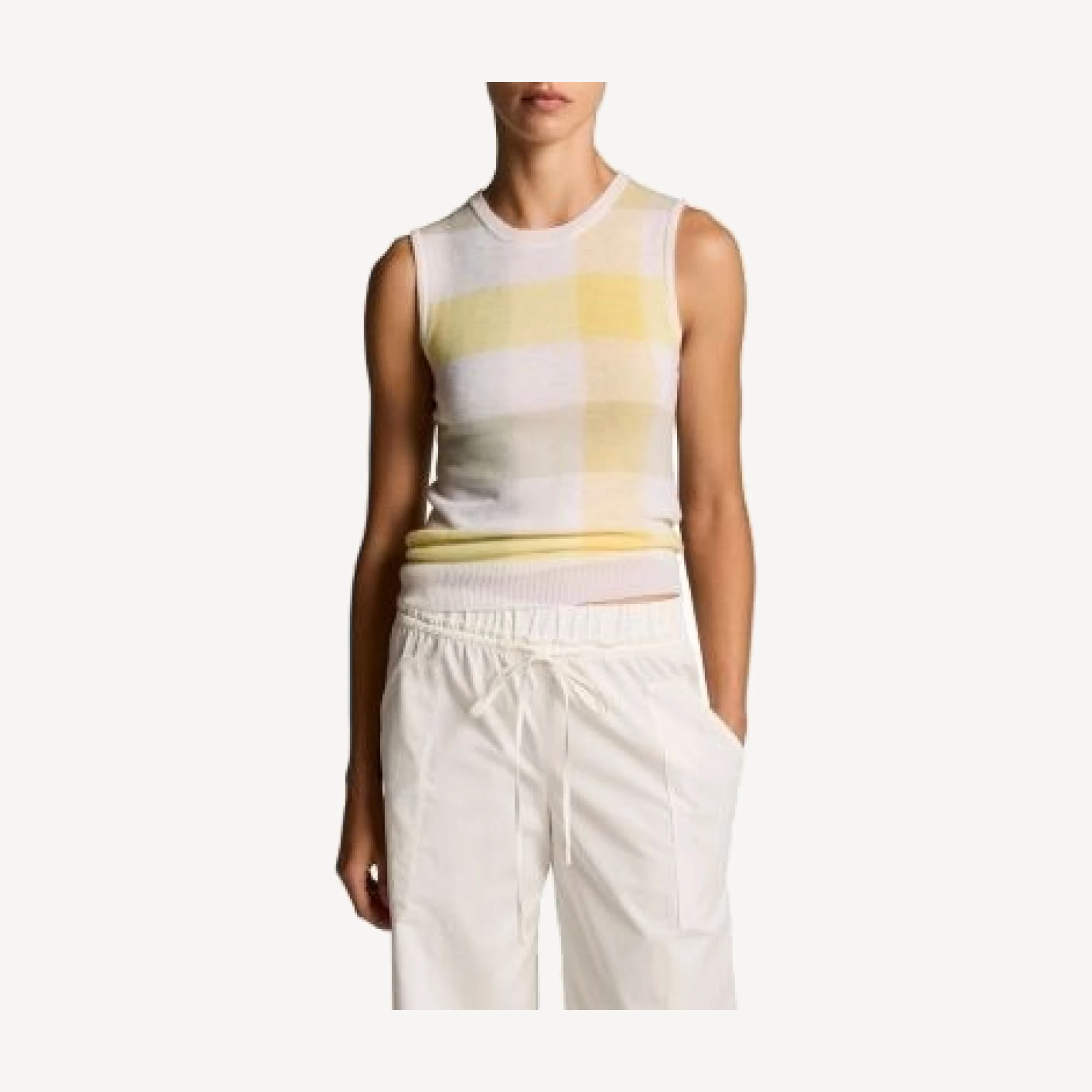 Vince Plaid Crewneck Shell Tank