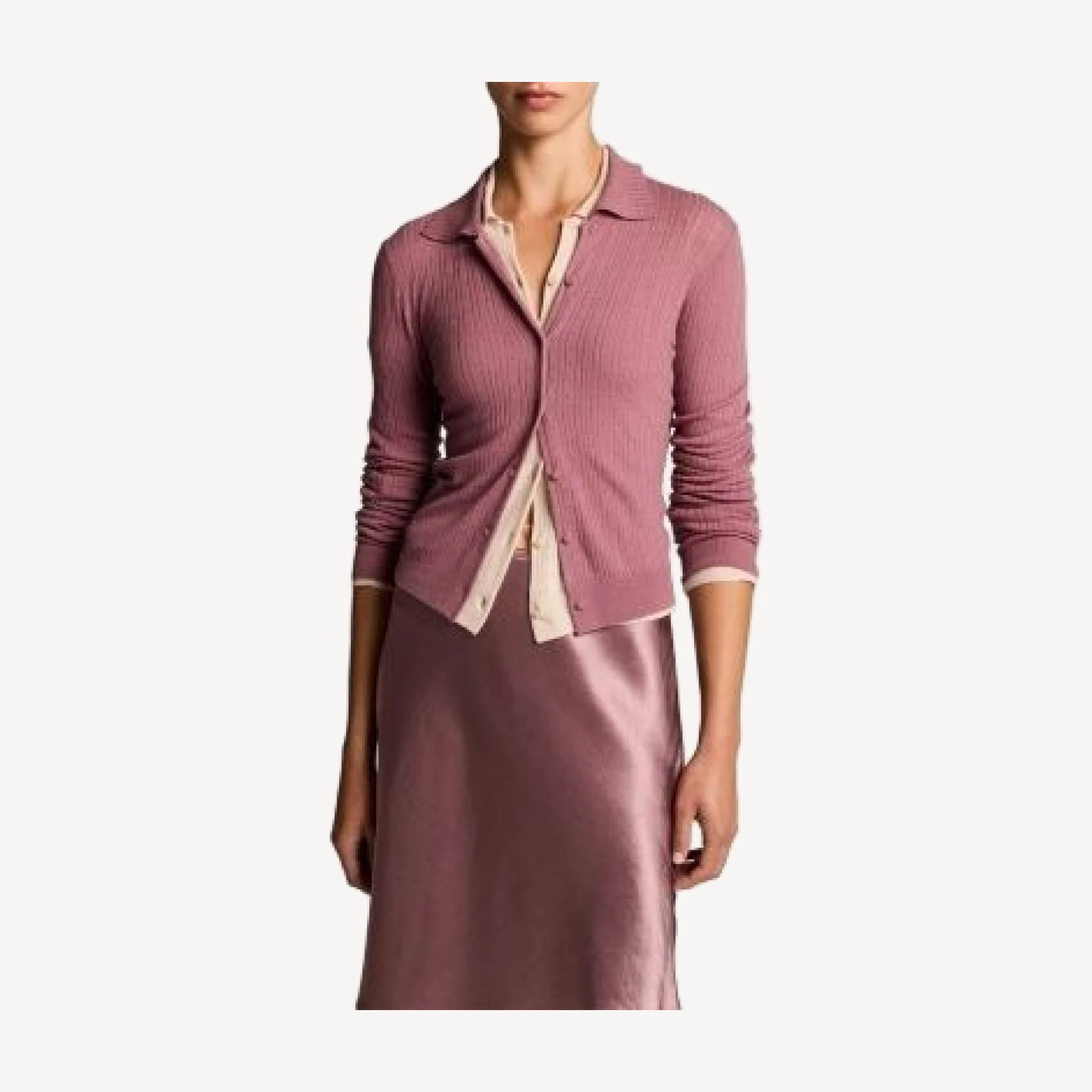 Vince Wool Pointelle Collared Cardigan