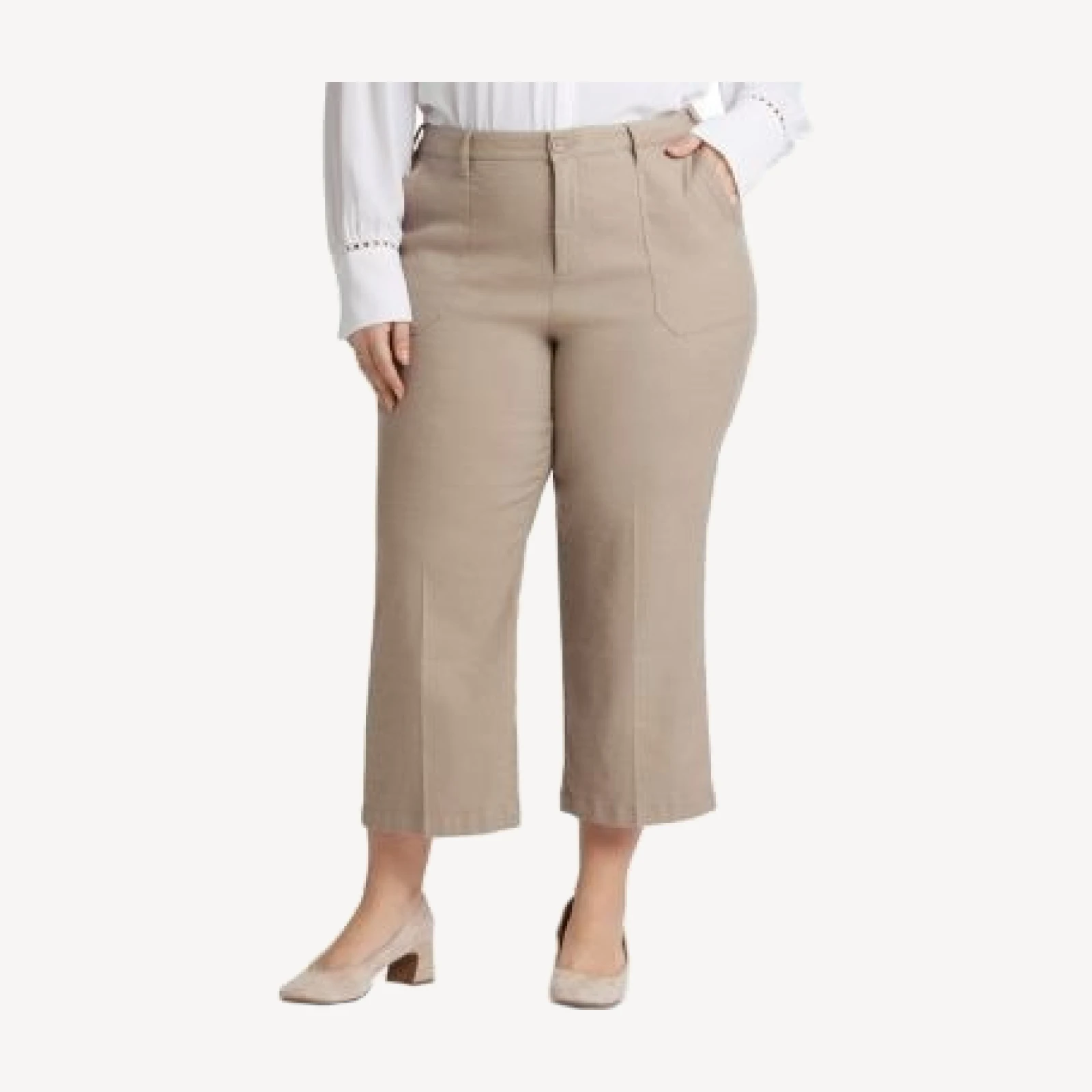 Nydj Plus Wide Leg Cargo Capri Pants