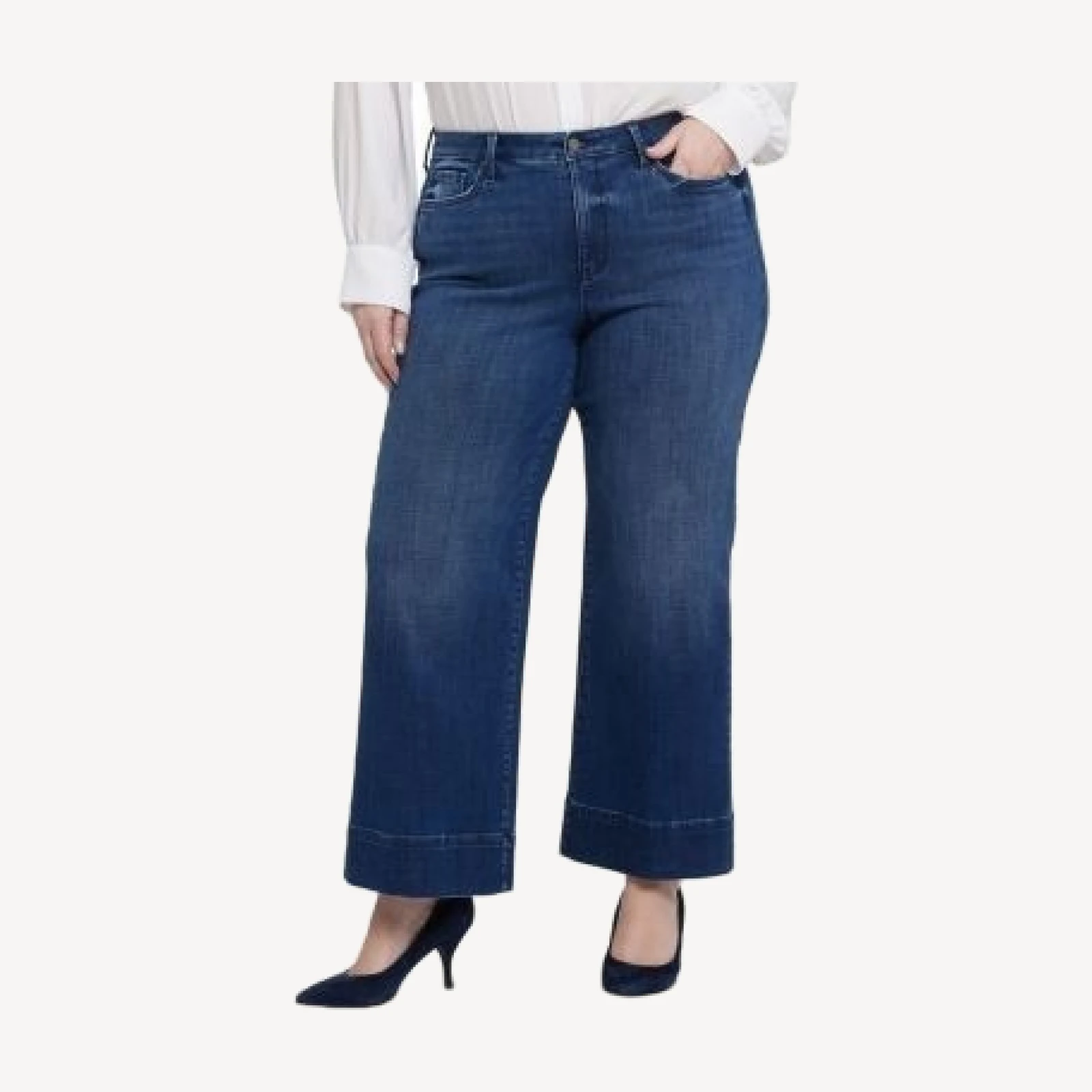 Nydj Plus Teresa High Rise Wide Leg Jeans in Moonlight
