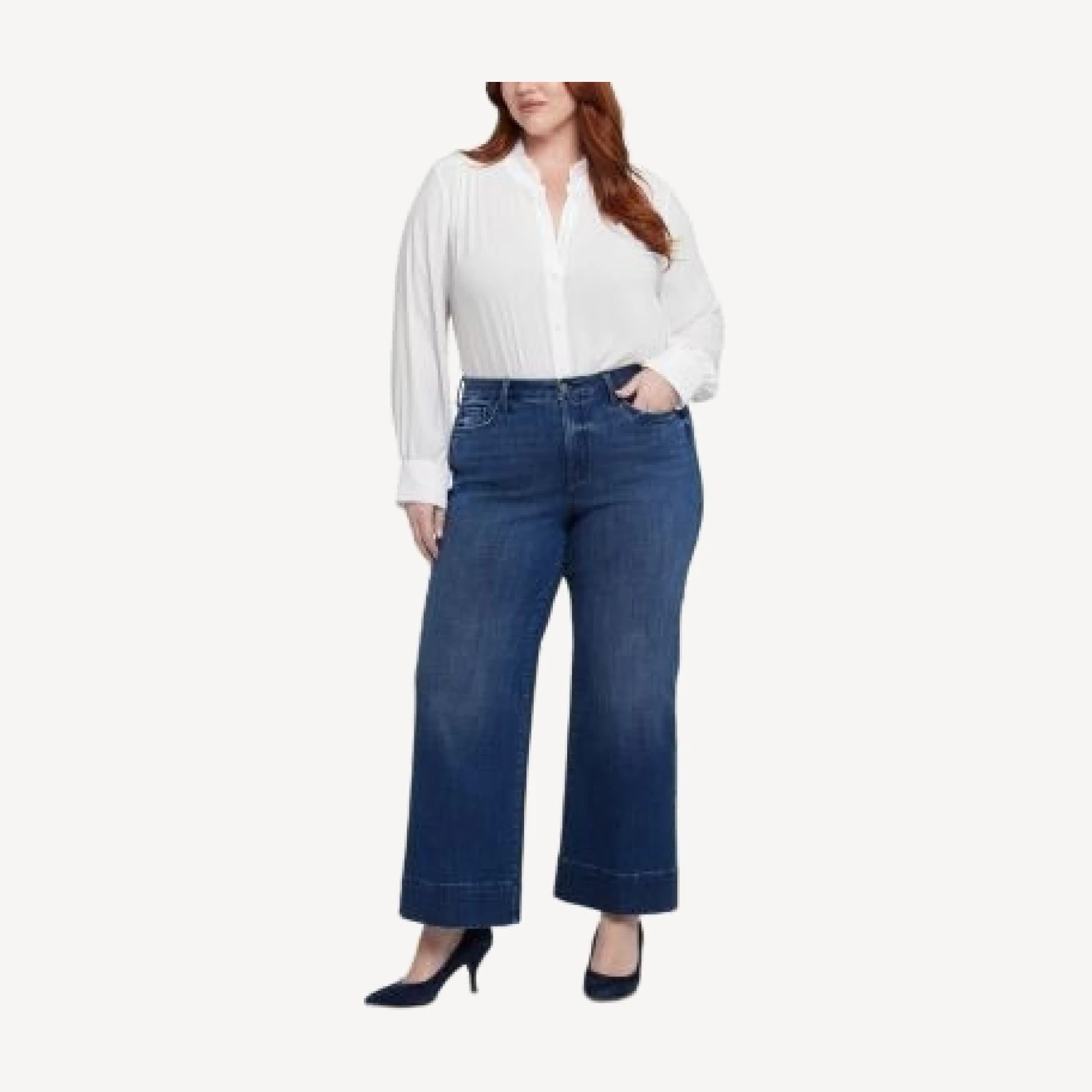 Nydj Plus Teresa High Rise Wide Leg Jeans in Moonlight