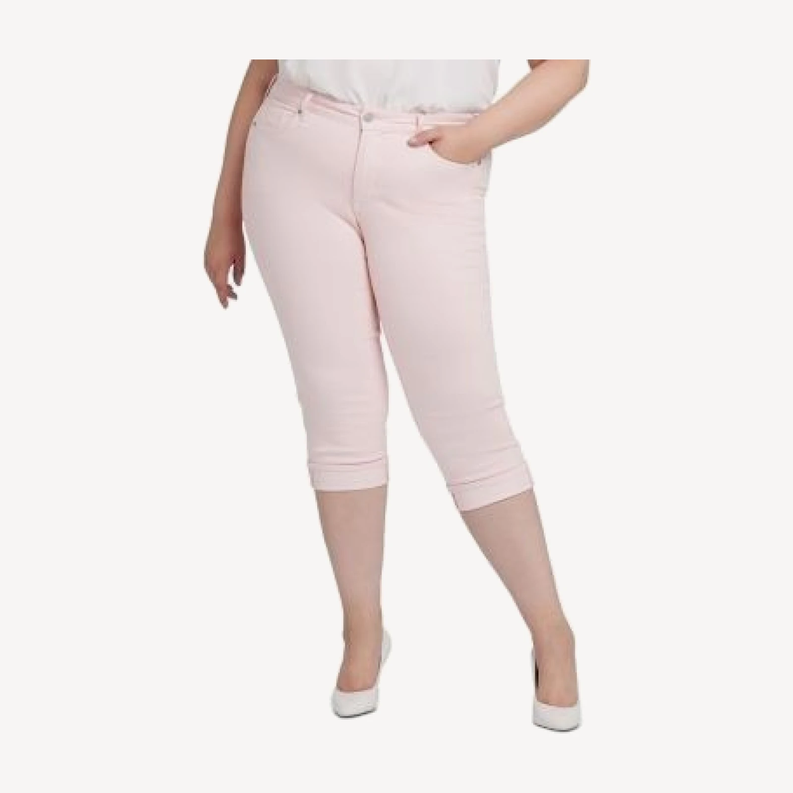 Nydj Plus Marilyn High Rise Straight Cropped Jeans in Optic White