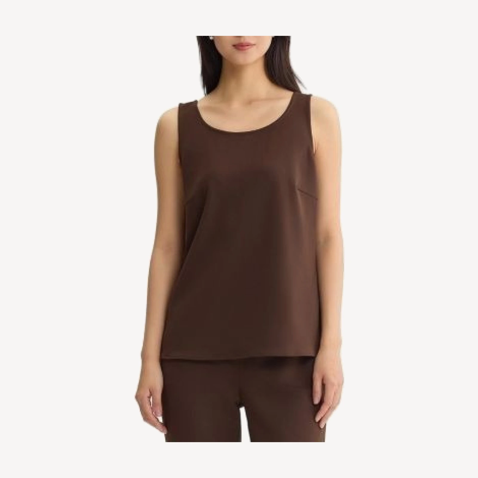 Ming Wang Stretch Deco Crepe Scoop Neck Tank