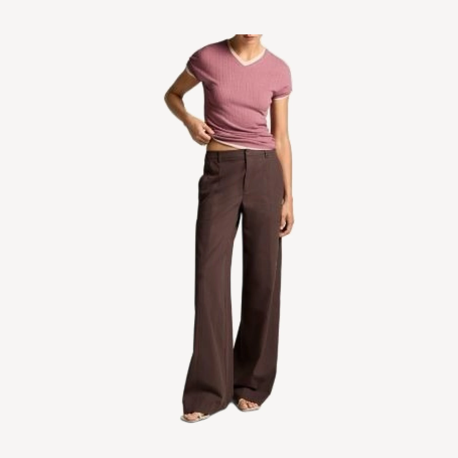 Vince Wool Pointelle V-Neck Tee