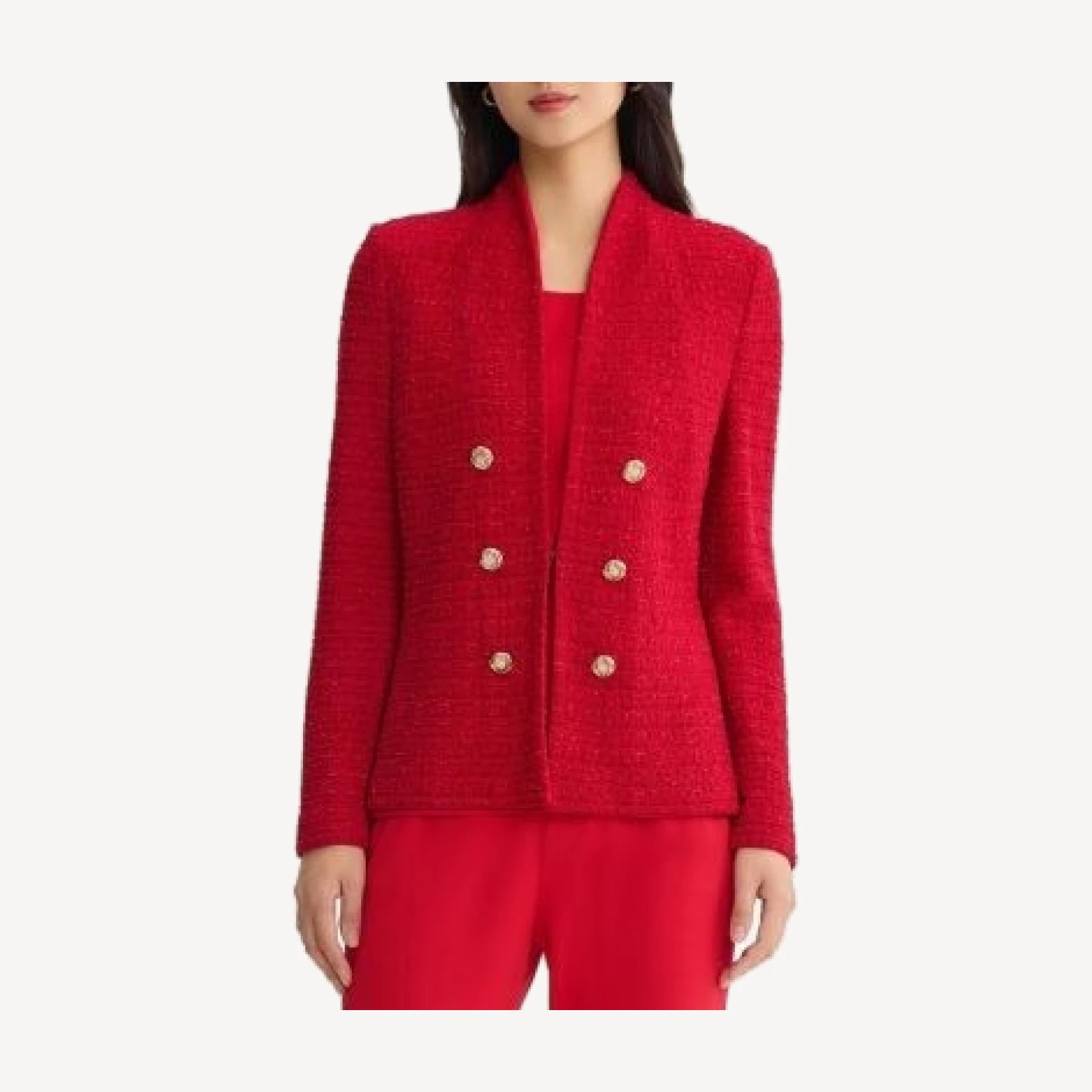 Ming Wang Tonal Eyelash Tweed Knit Jacket