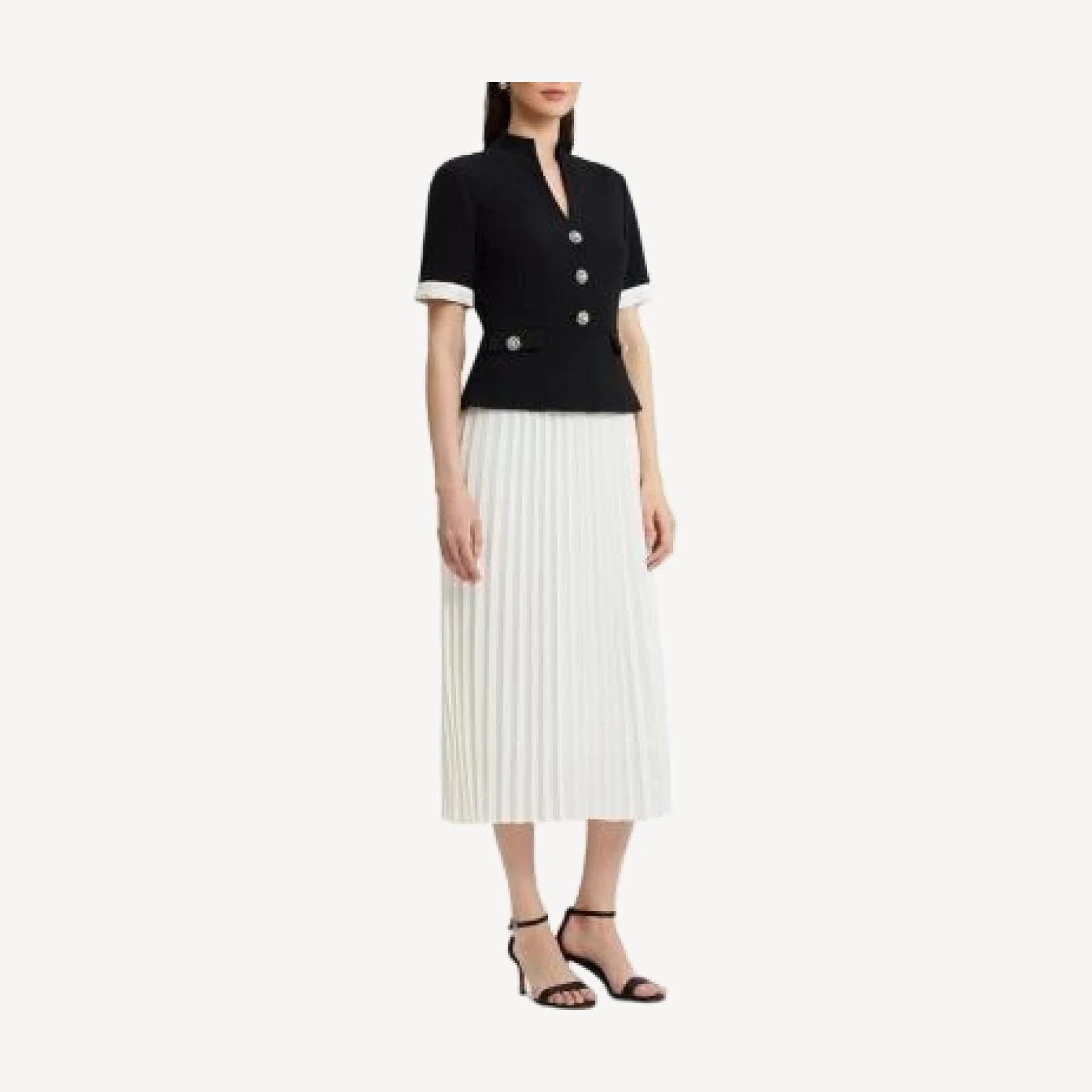 Ming Wang Noelle Pleated Crepe Maxi Dress