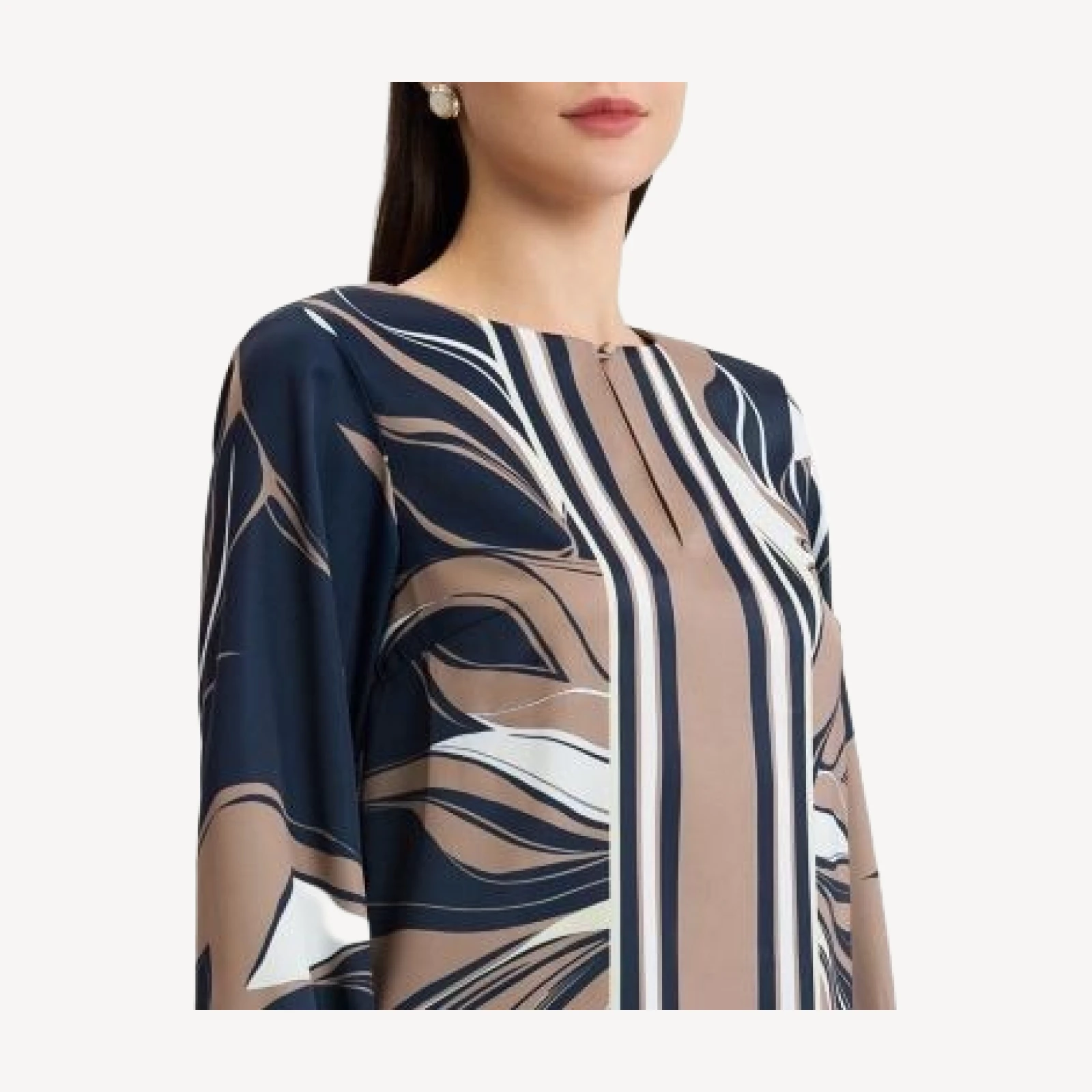 Ming Wang Floral Abstract Crepe De Chine Blouse