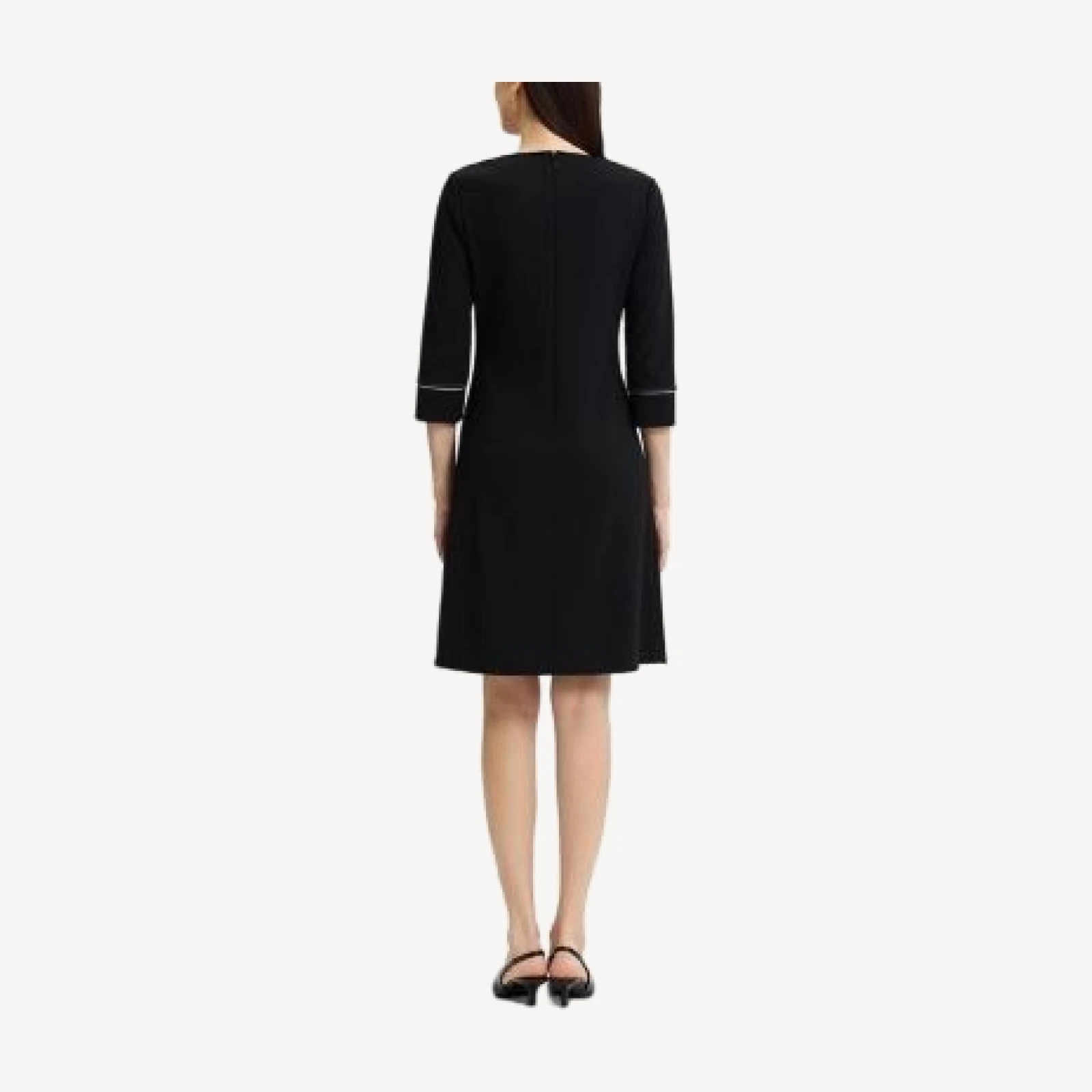 Ming Wang Monochrome Grid Stitch Stretch Deco Crepe Dress