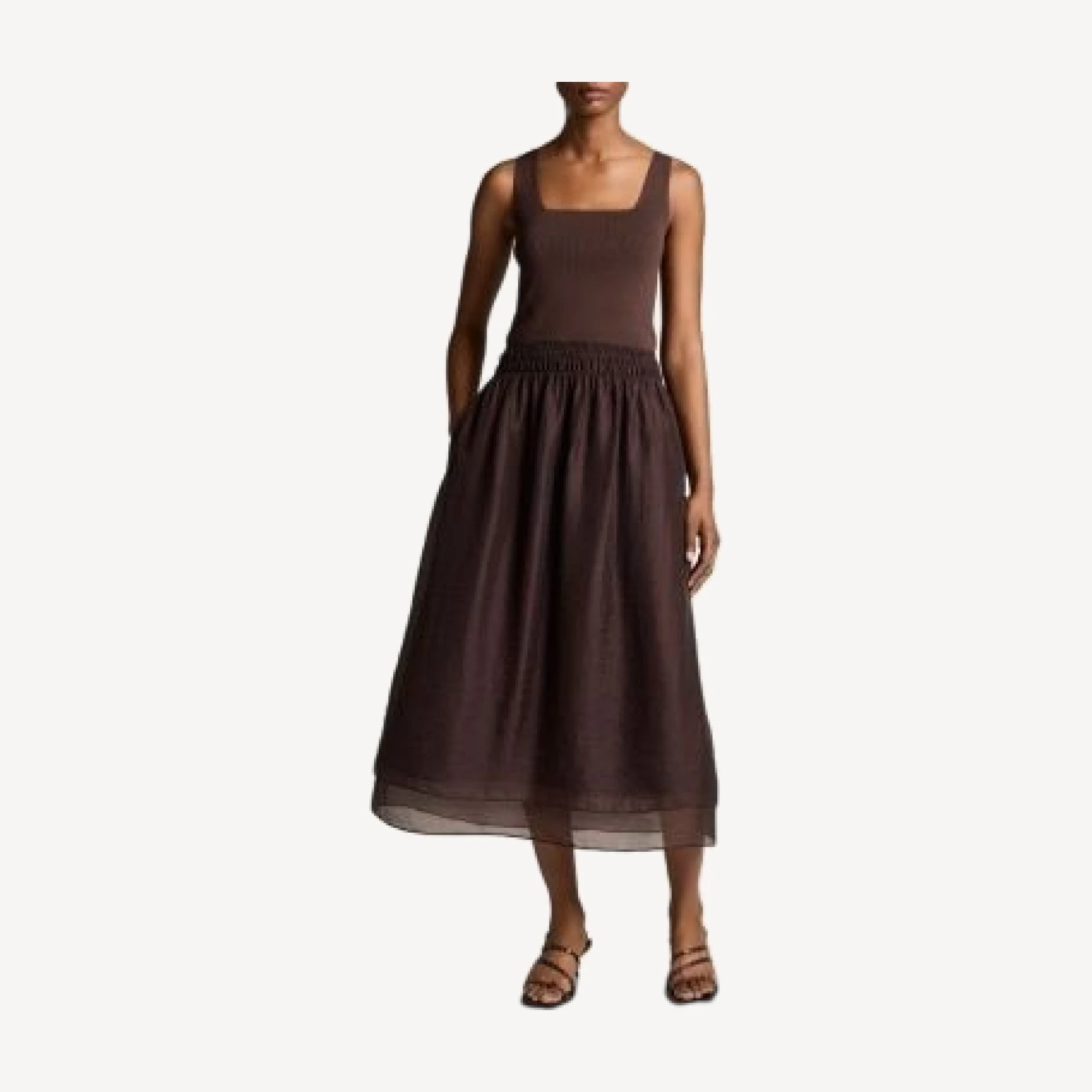 Vince Square Neck Mixed Media Dress