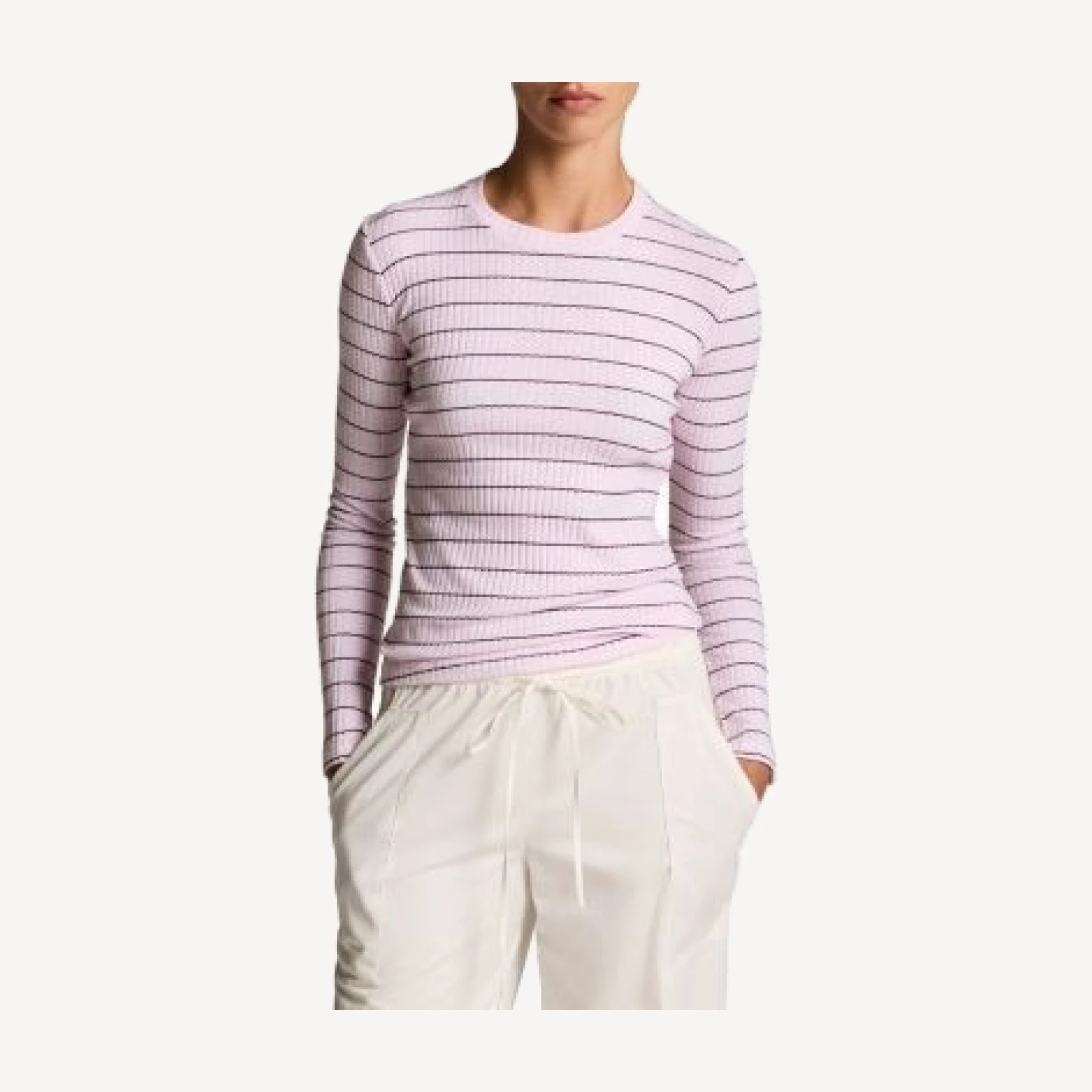Vince Striped Ribbed Cotton Long Sleeve Tee