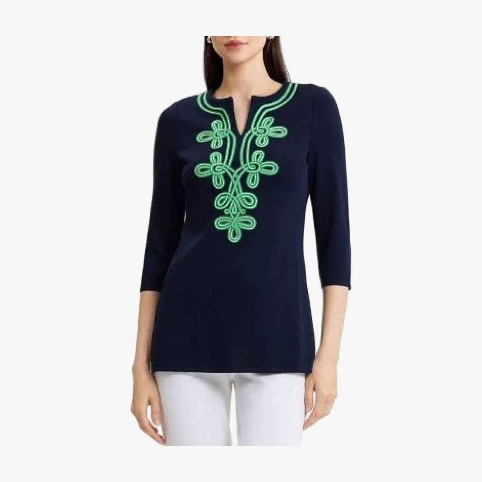 Ming Wang Classic Soutache Soft Knit Tunic