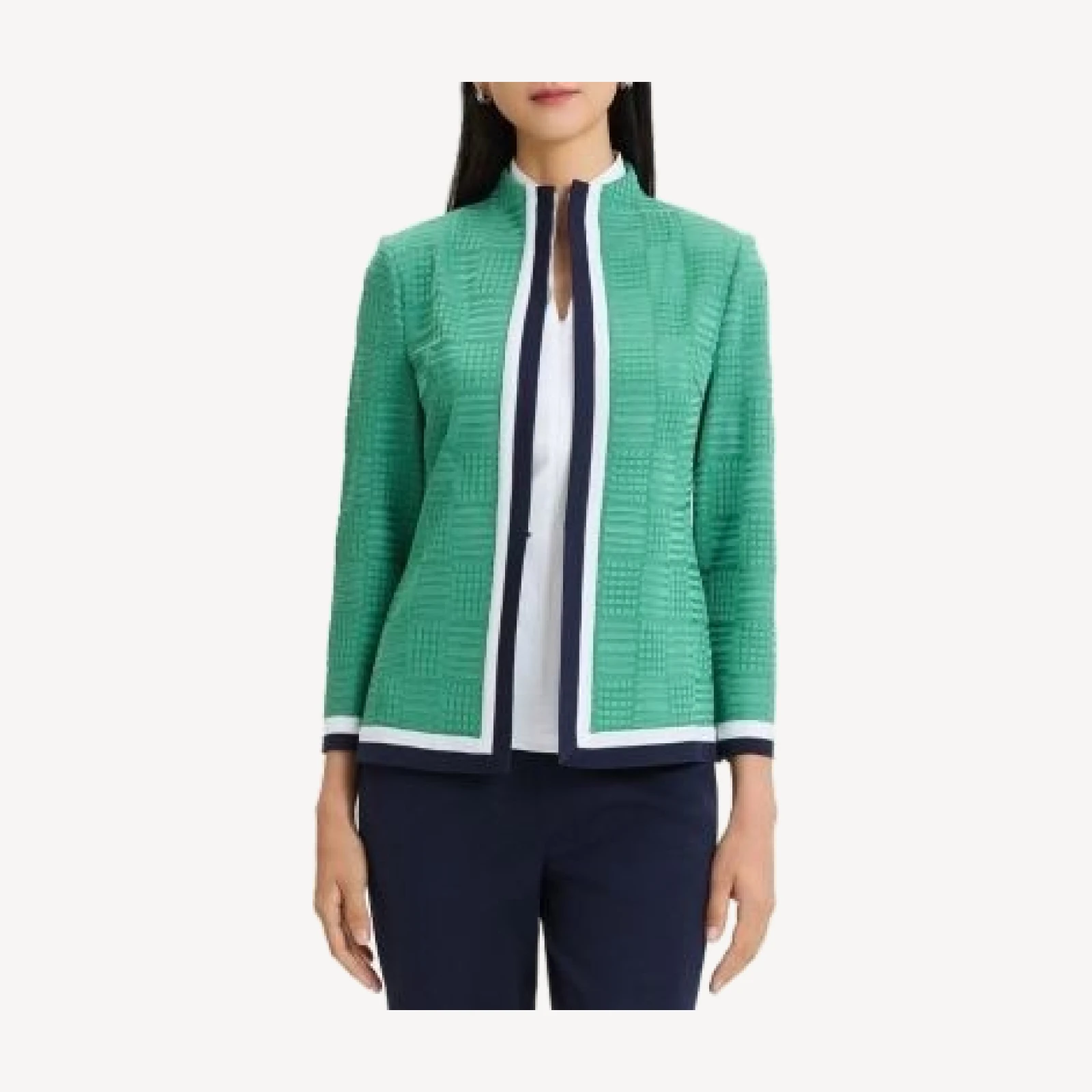 Ming Wang Contrast Trim Knit Jacket
