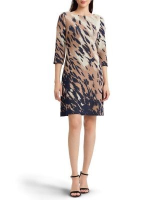Ming Wang A-Line Abstract Animal Print Soft Knit Dress