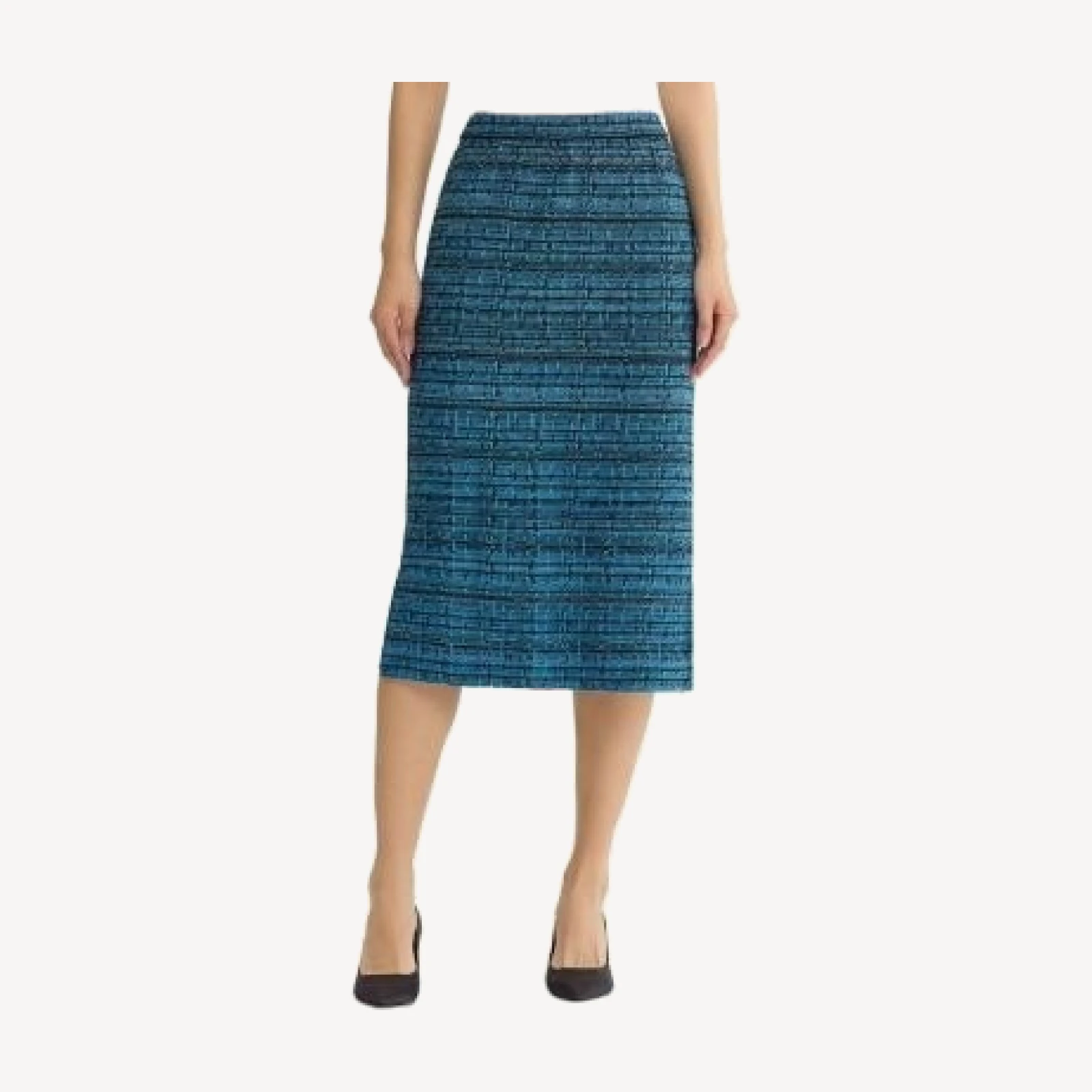 Ming Wang Side Slit Tweed Knit Pencil Skirt