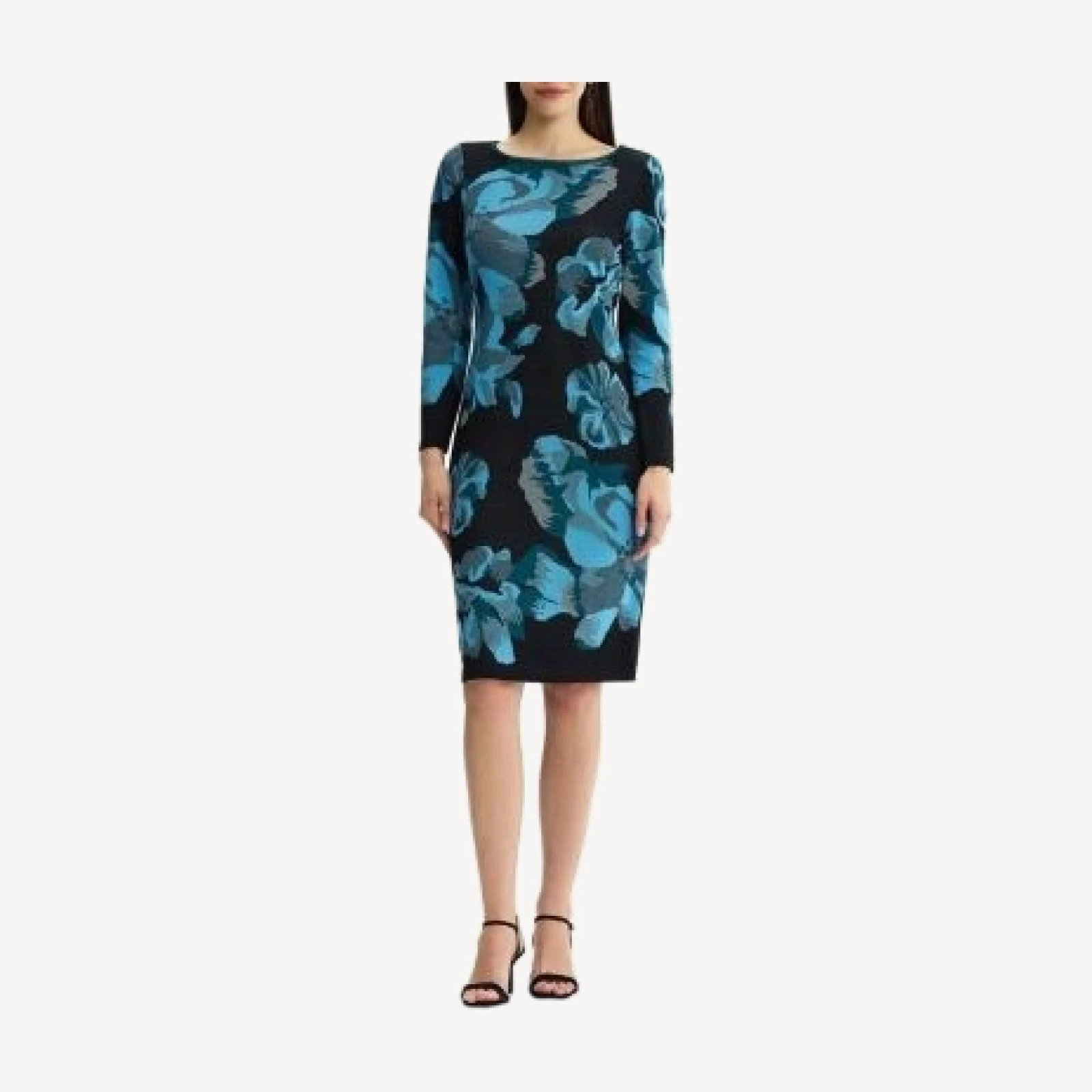 Ming Wang Floral Jacquard Soft Knit Midi Dress