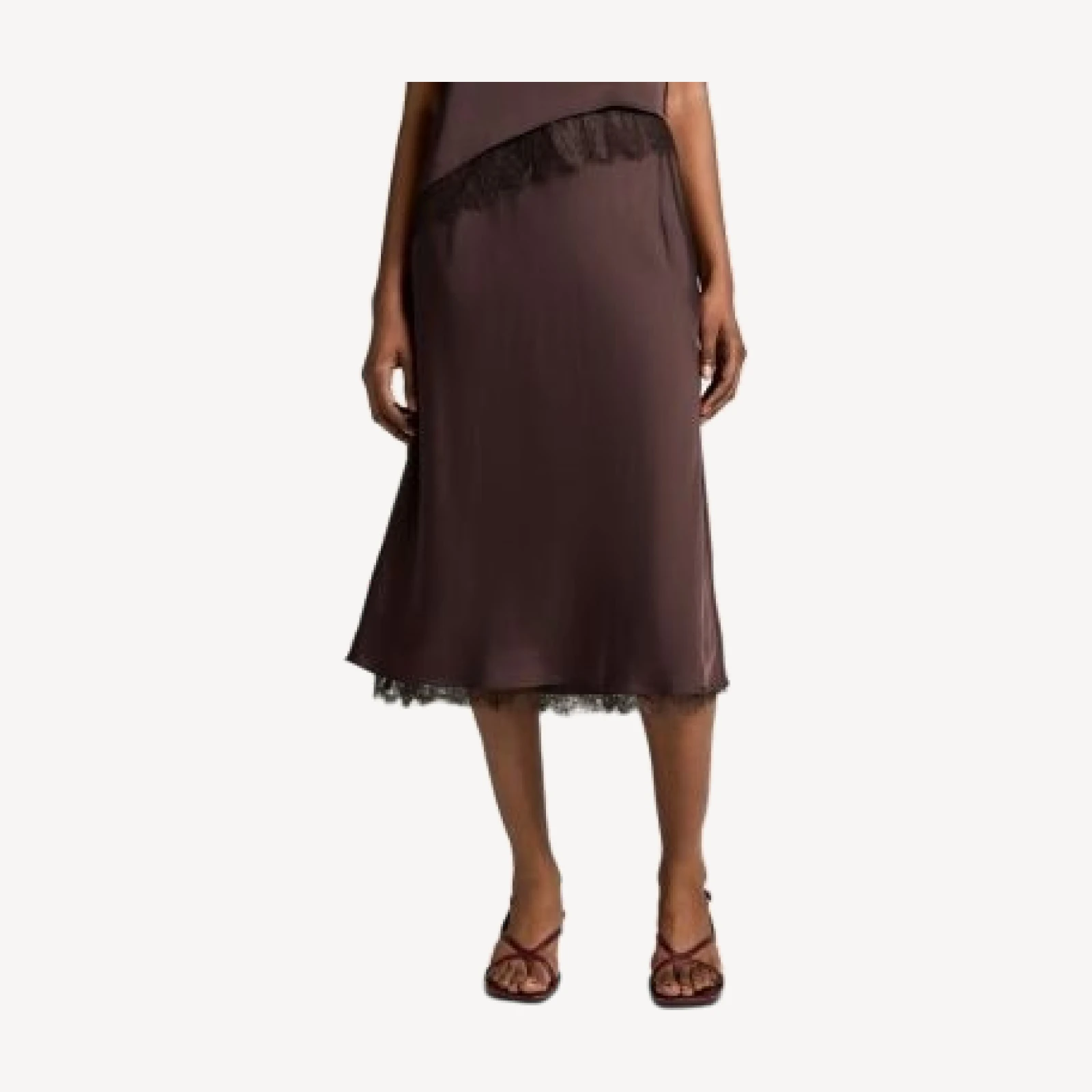 Vince Lace Trim Satin Slip Skirt
