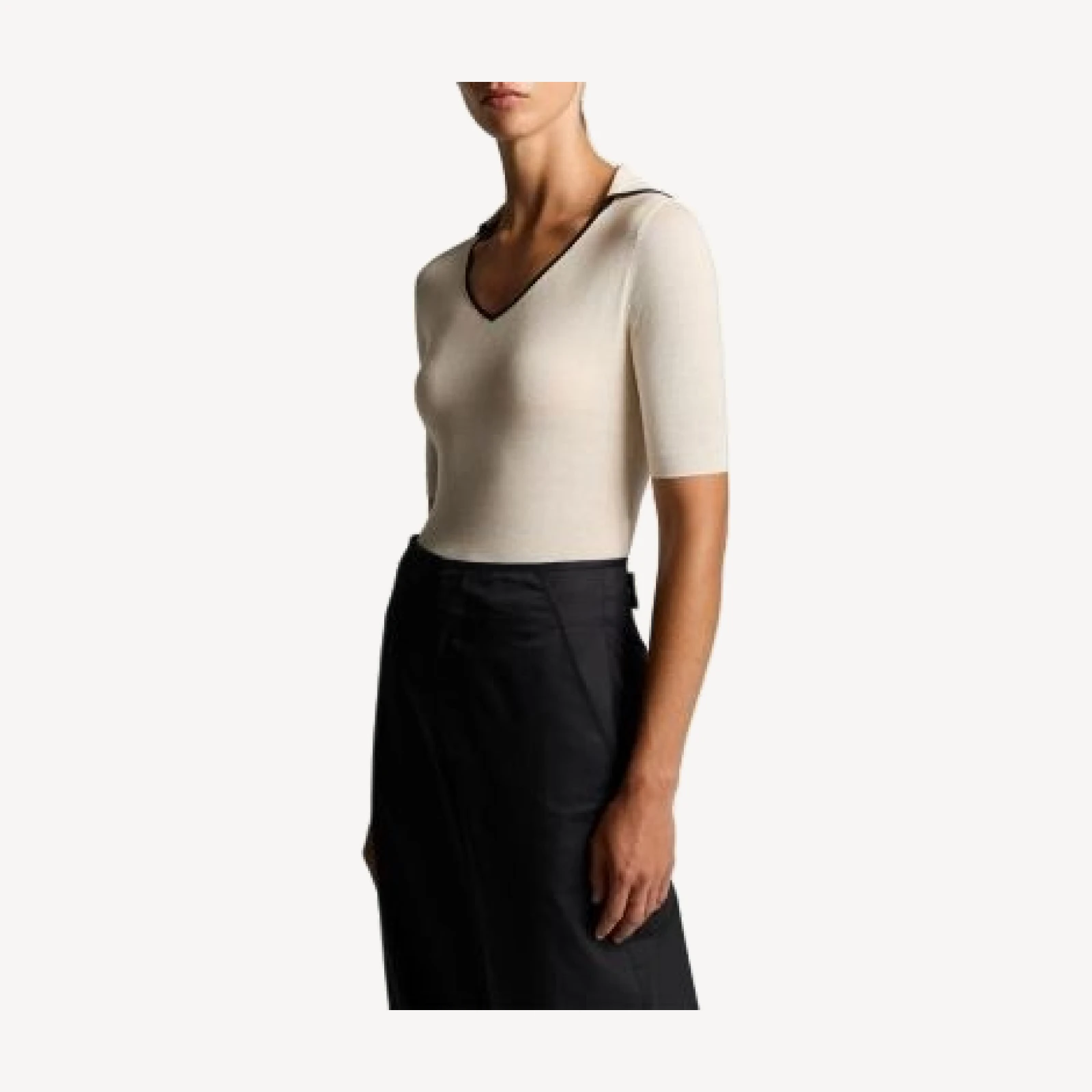 Vince Tipped Polo Elbow Sleeve Top