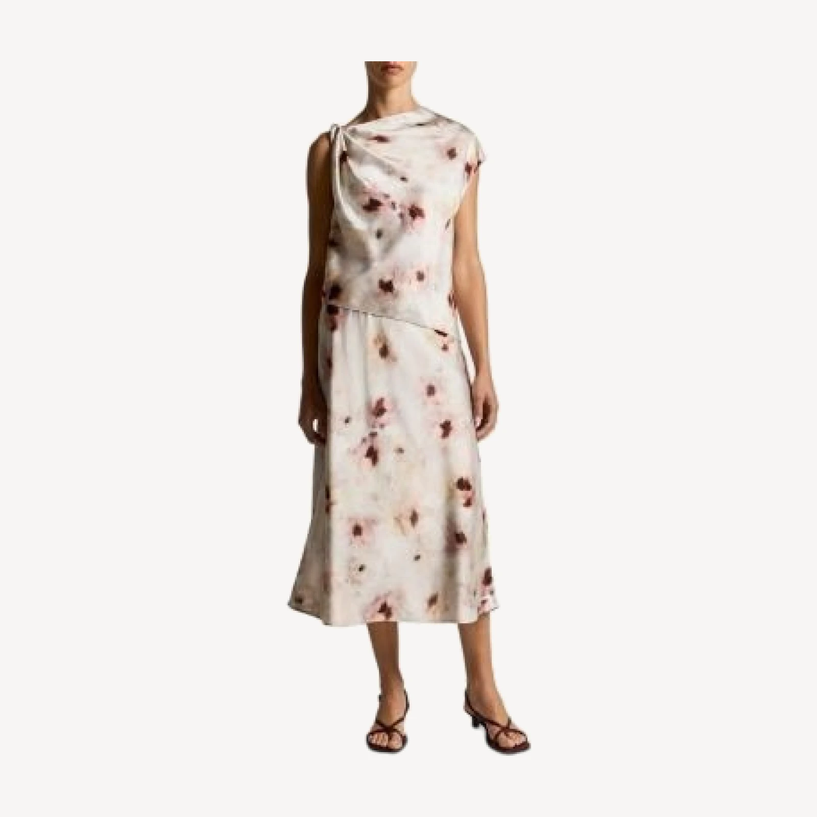 Vince Watercolor Floral Satin Slip Skirt