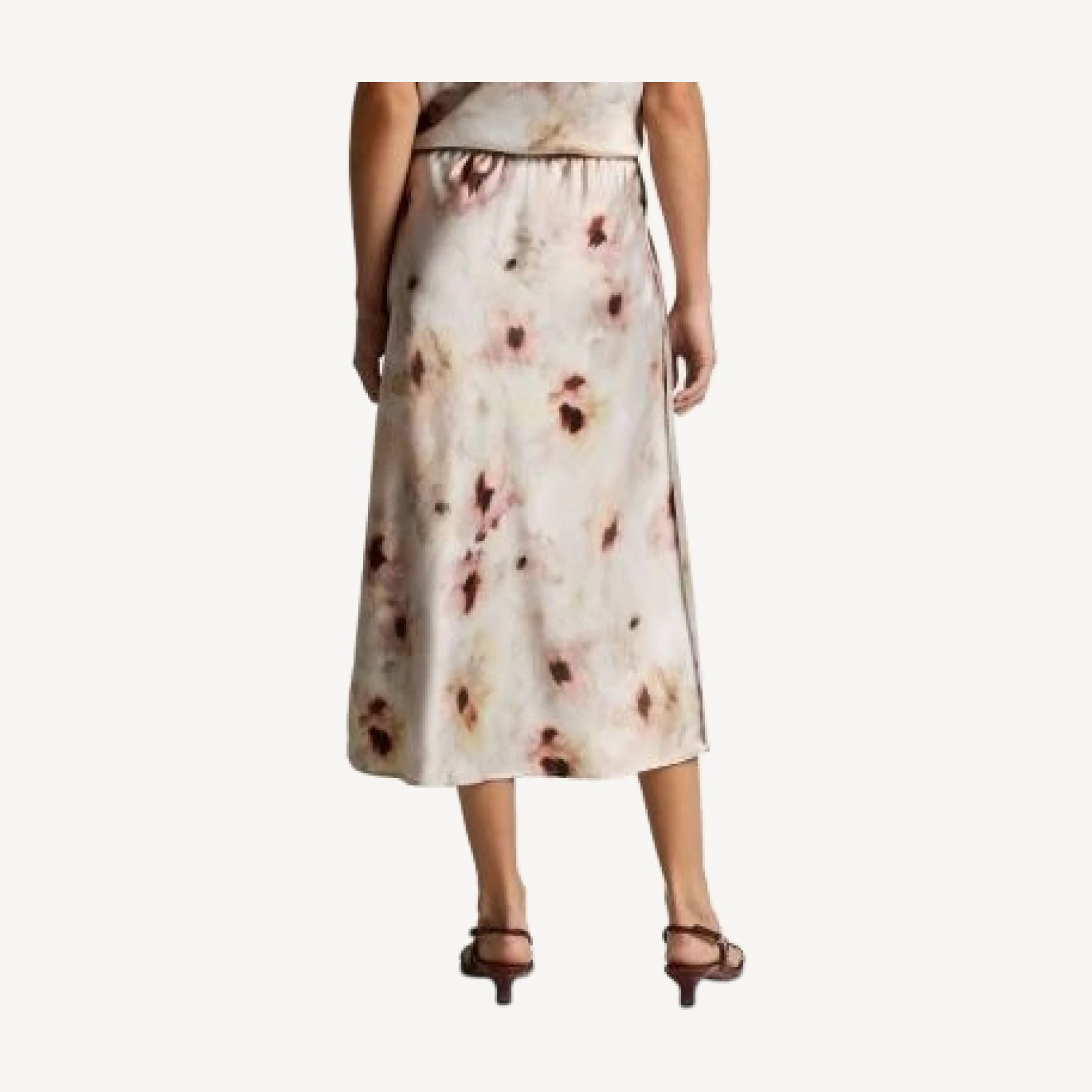 Vince Watercolor Floral Satin Slip Skirt
