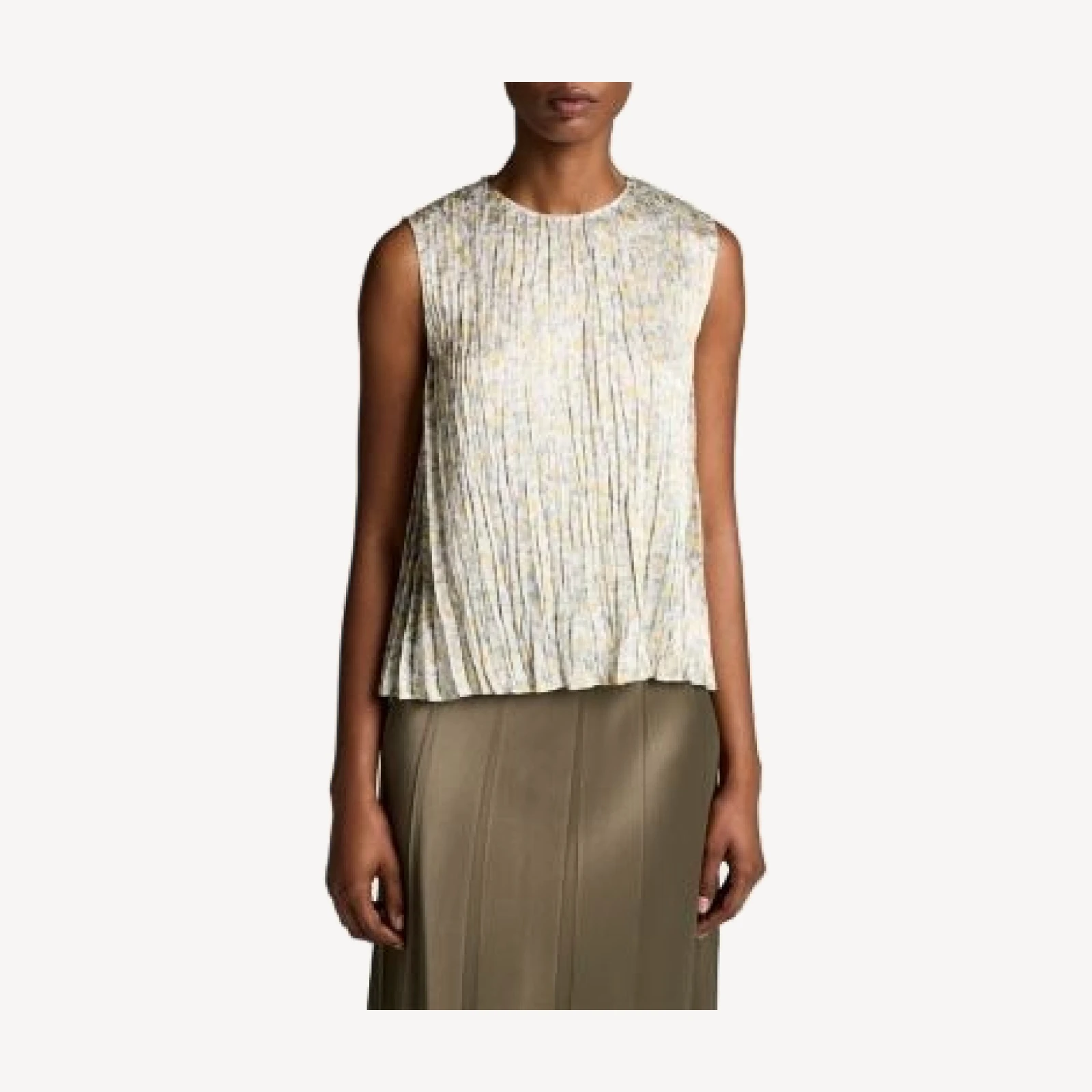Vince Citrine Bloom Sleeveless Pleated Top
