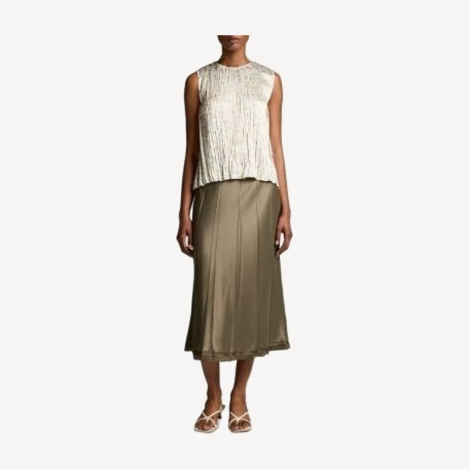 Vince Citrine Bloom Sleeveless Pleated Top