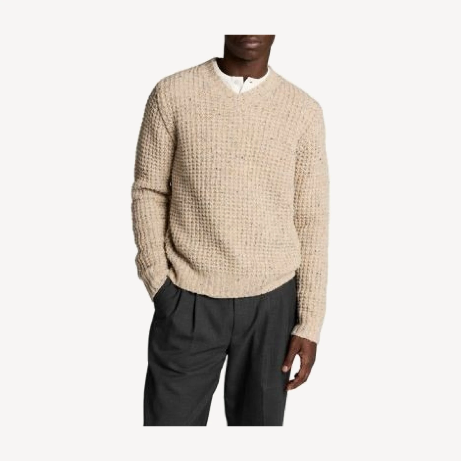 Vince Donegal Wool Blend Waffle Knit Sweater
