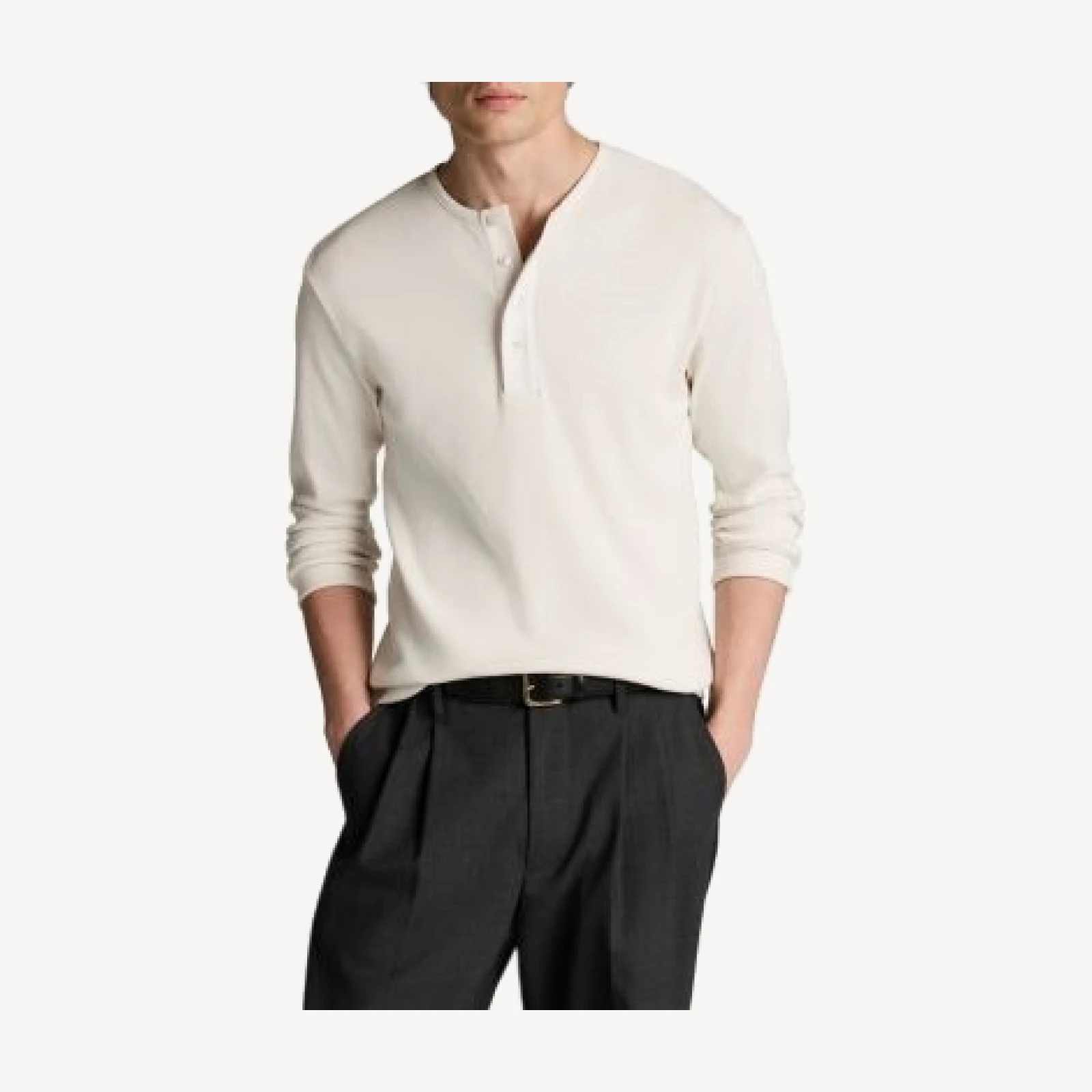 Vince Ribbed Stretch Cotton Henley Shirt