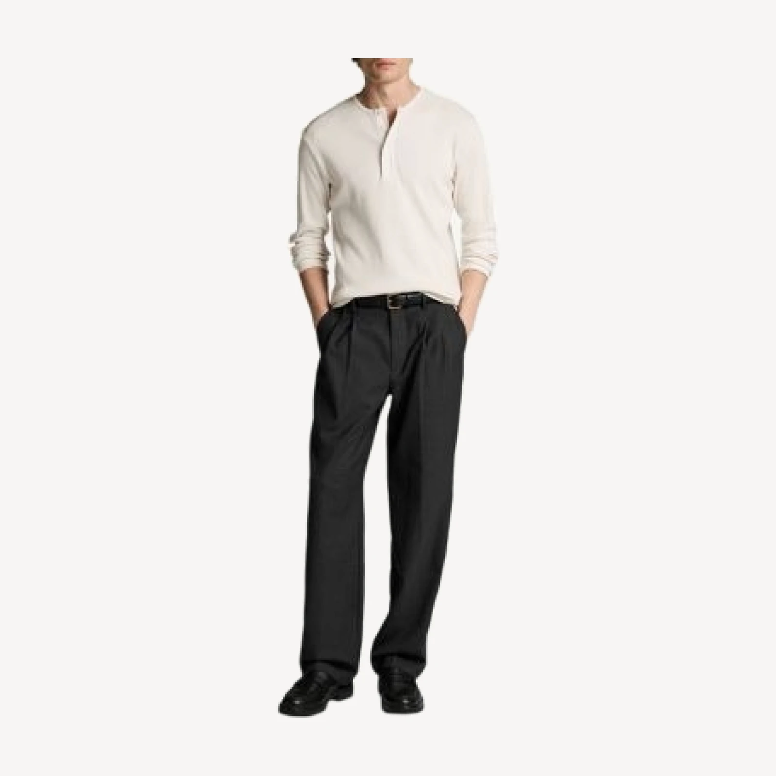 Vince Ribbed Stretch Cotton Henley Shirt